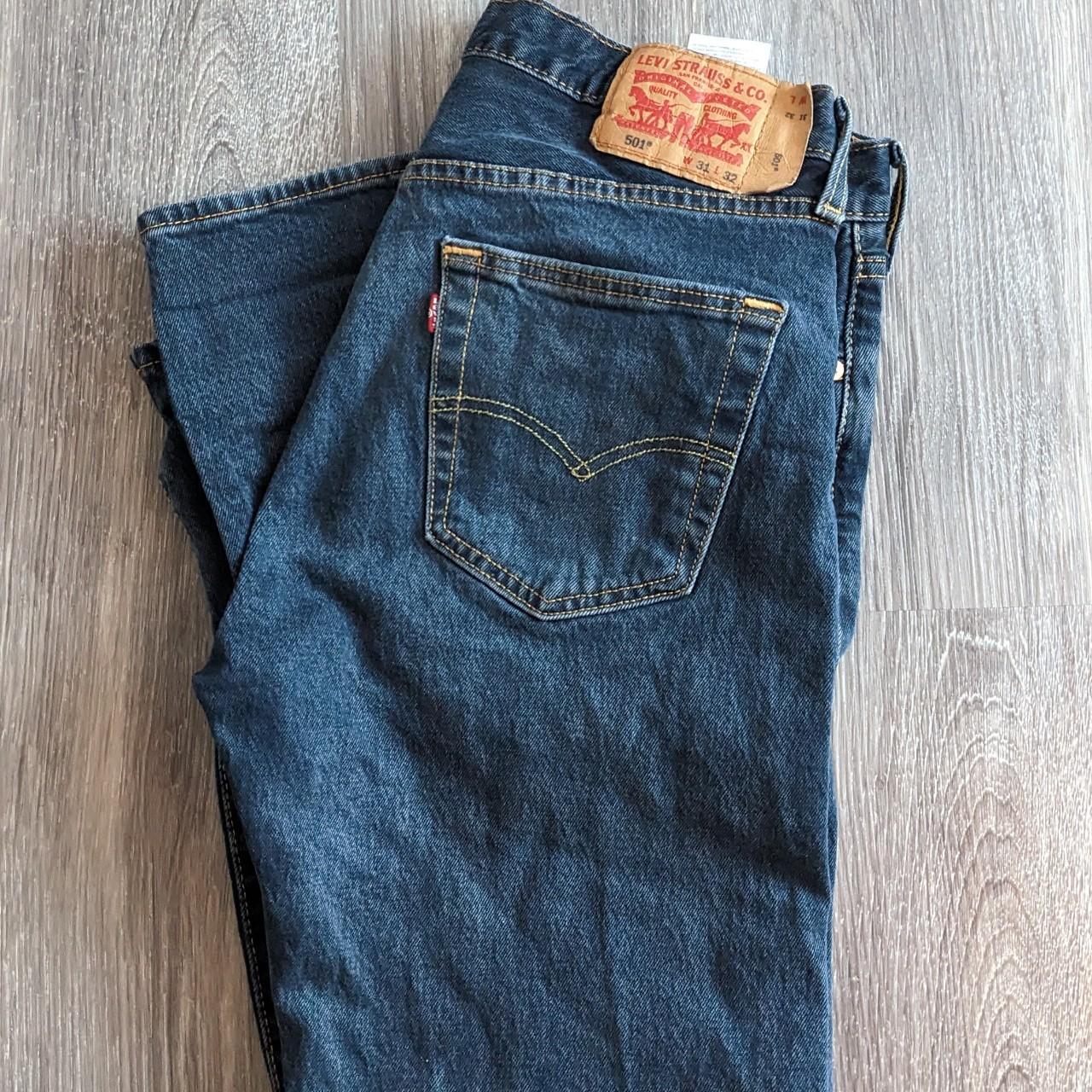 Dark Blue Levi's 501's 💌 • purchased from the... - Depop