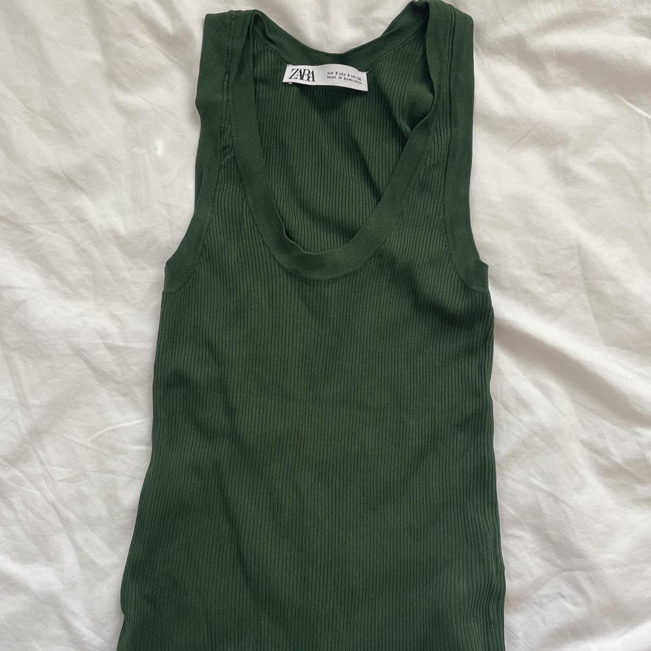 Zara Women's Green and Khaki Vest | Depop