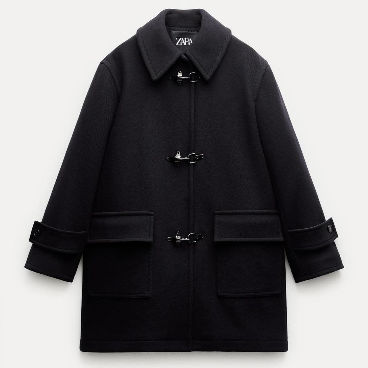 Zara Manteco Wool Blend Fitted Coat Black Size S /Fits XS