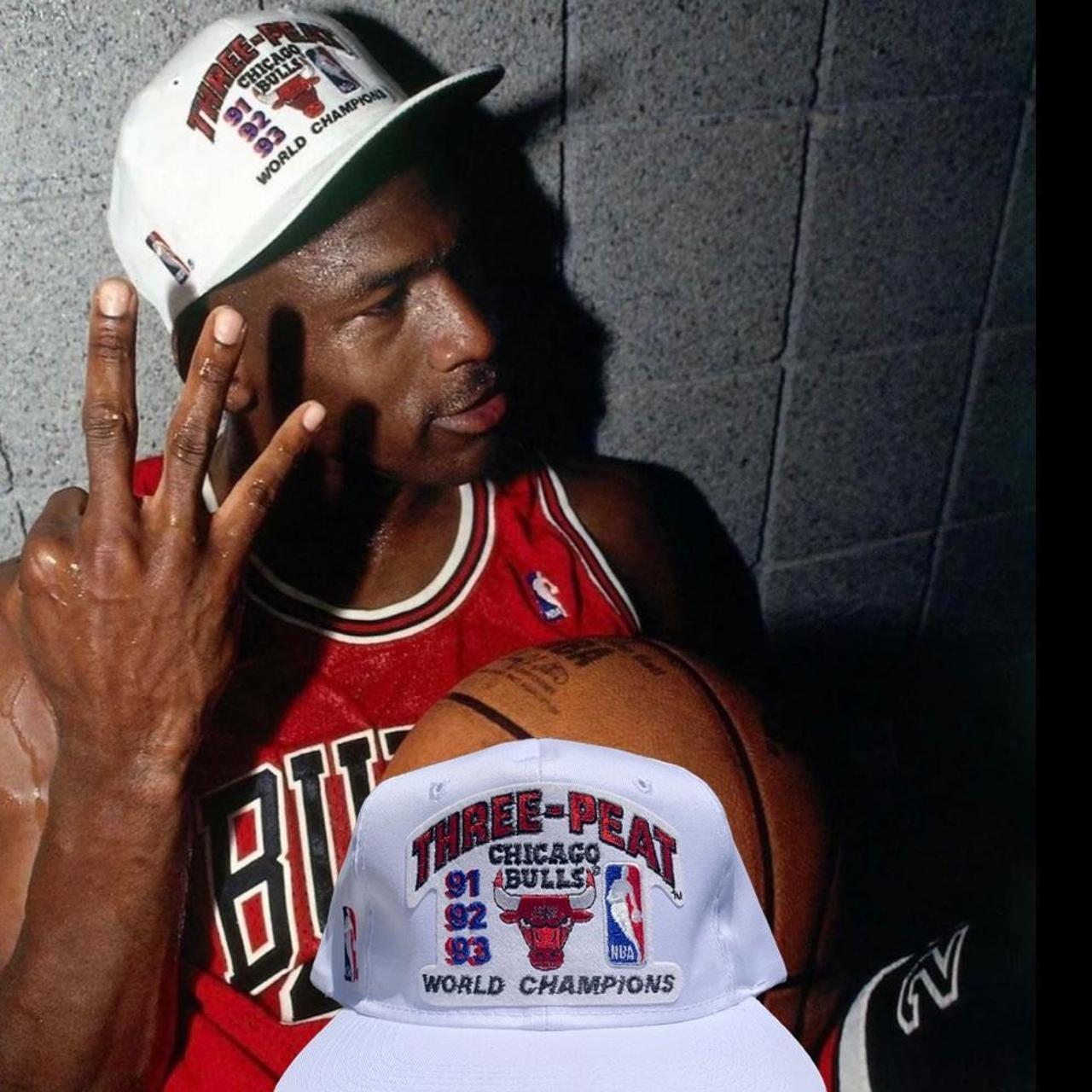 Vintage 1993 NBA Champion Chicago Bulls Three-Peat T - Depop