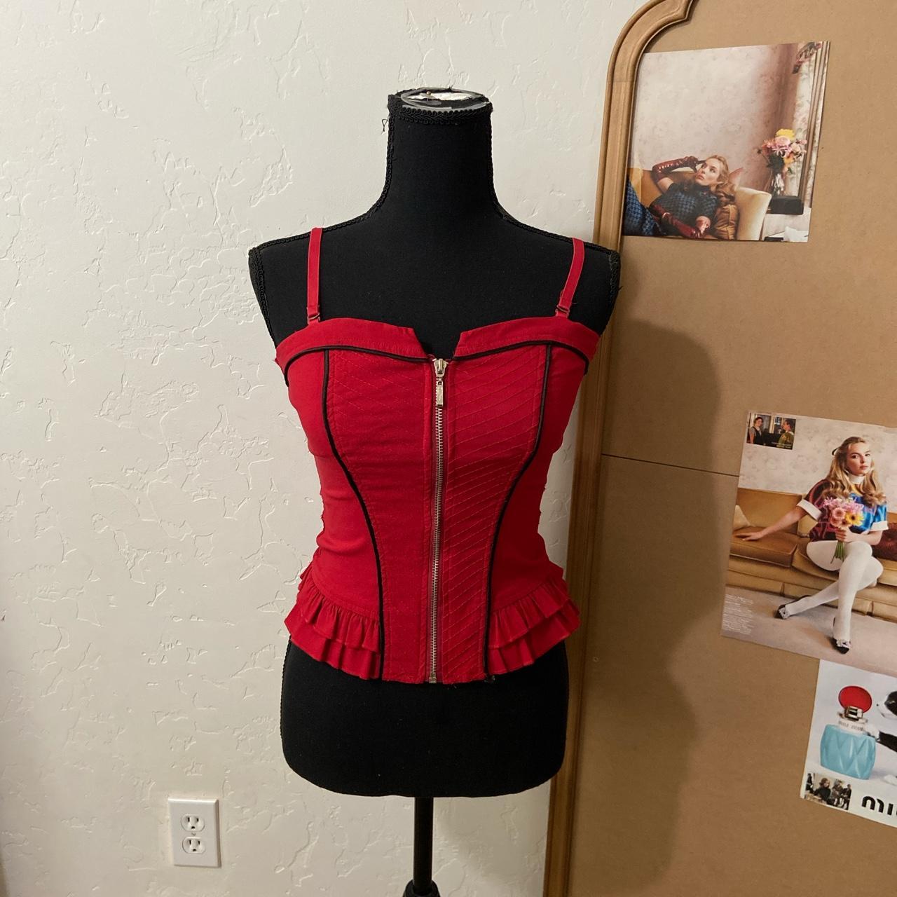 Red Lydia corset style top and size small. - Depop