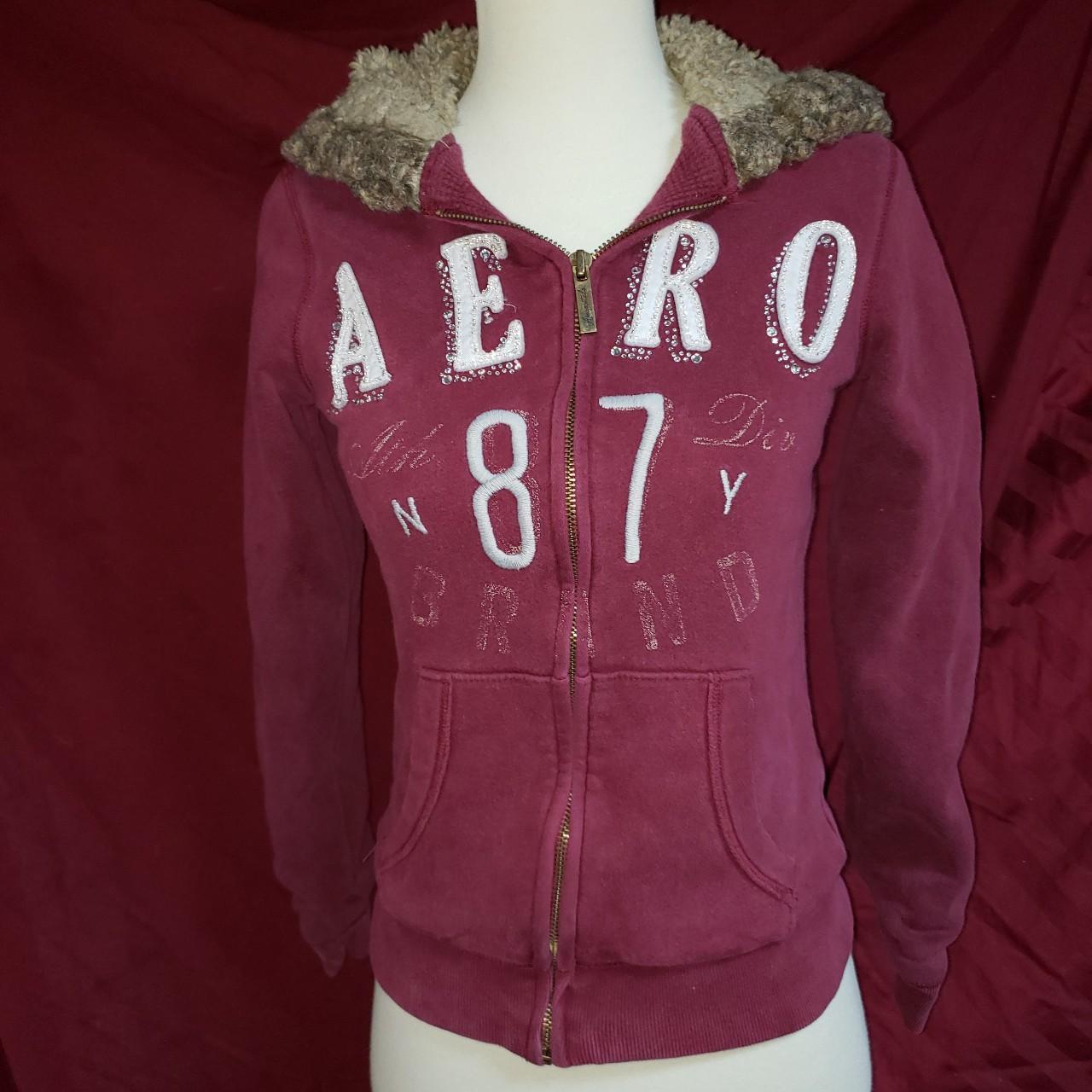 Aeropostale Women's Burgundy Jacket | Depop