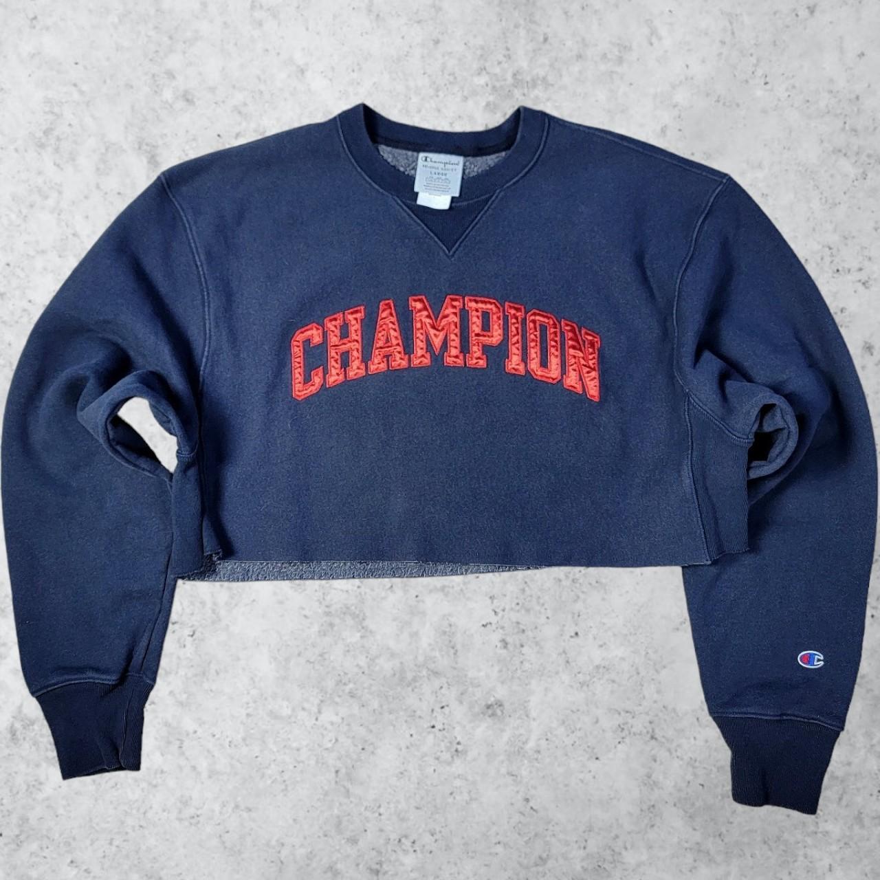 Champion cropped sweatshirt blue online