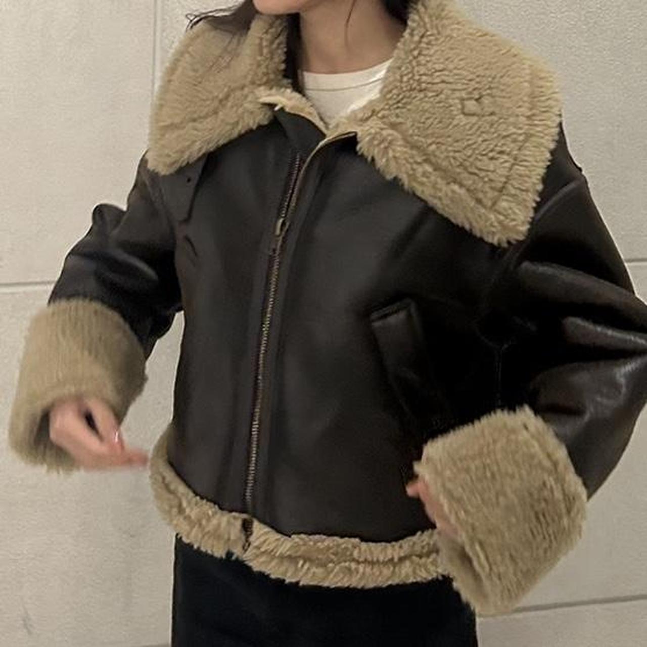 Zara Aviator Jacket “Double Faced Biker Jacket”... Depop