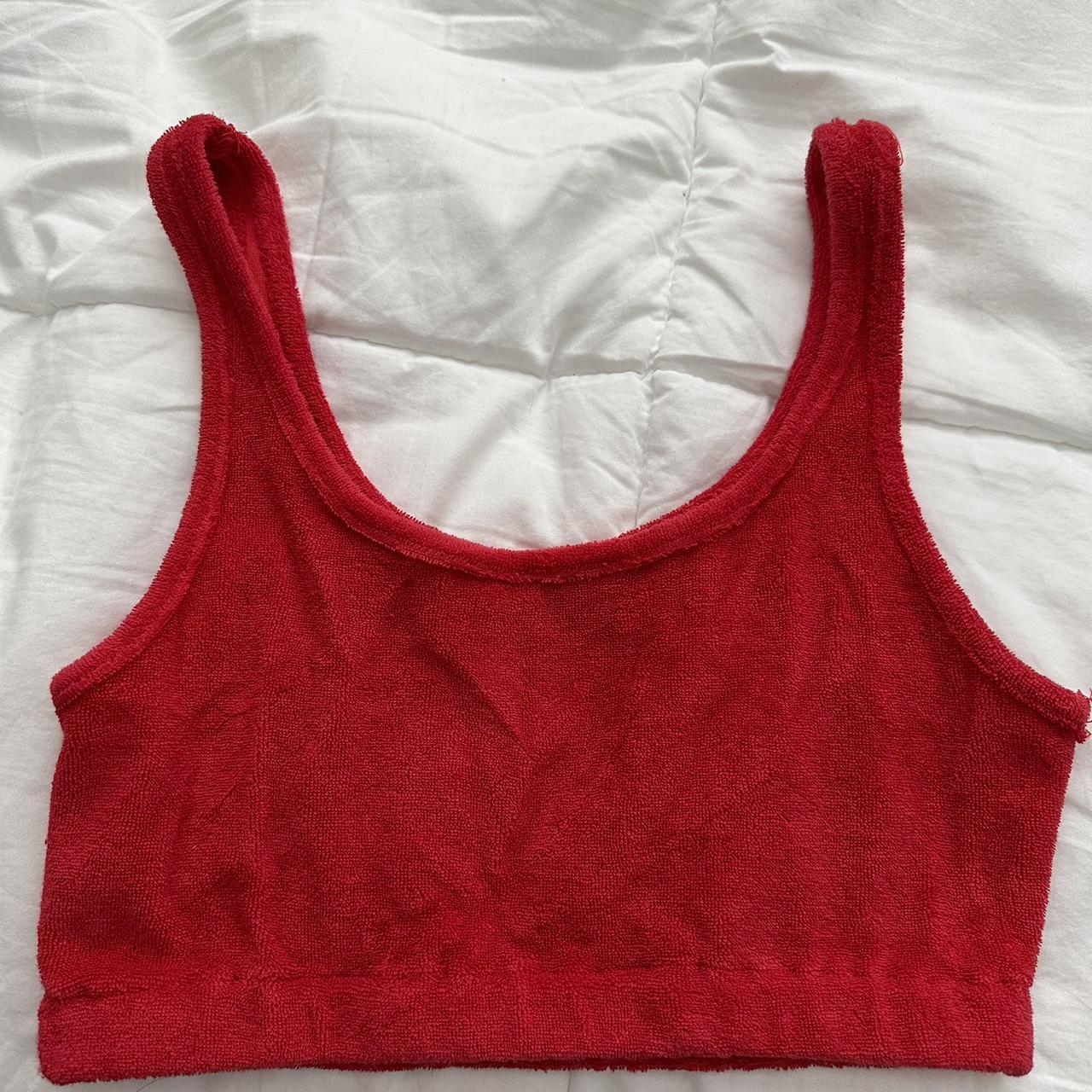 princess polly red terry cloth top worn once - Depop