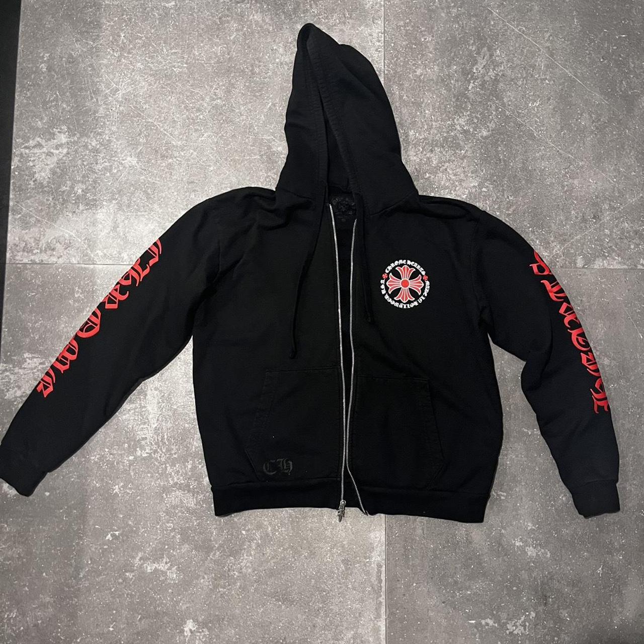 Chrome Hearts Men's Red and Black Hoodie | Depop