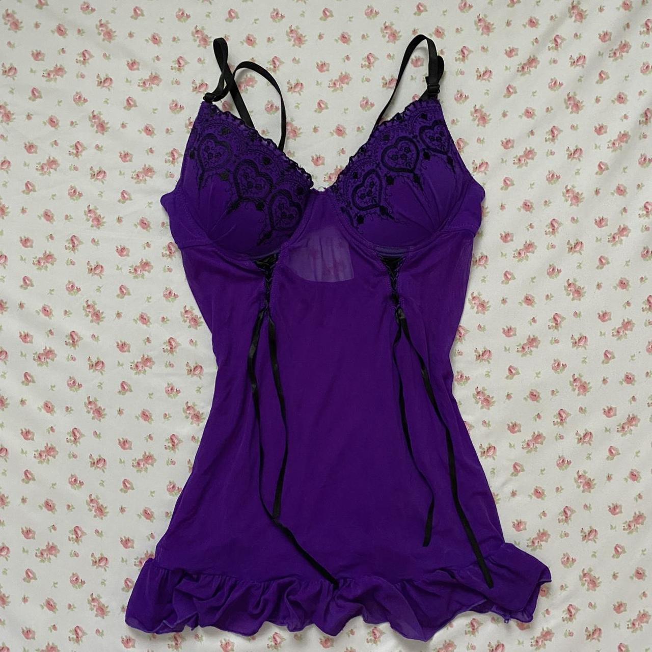 Purple Mesh Babydoll Slip ★ Size: 36C ★ Willing to... - Depop