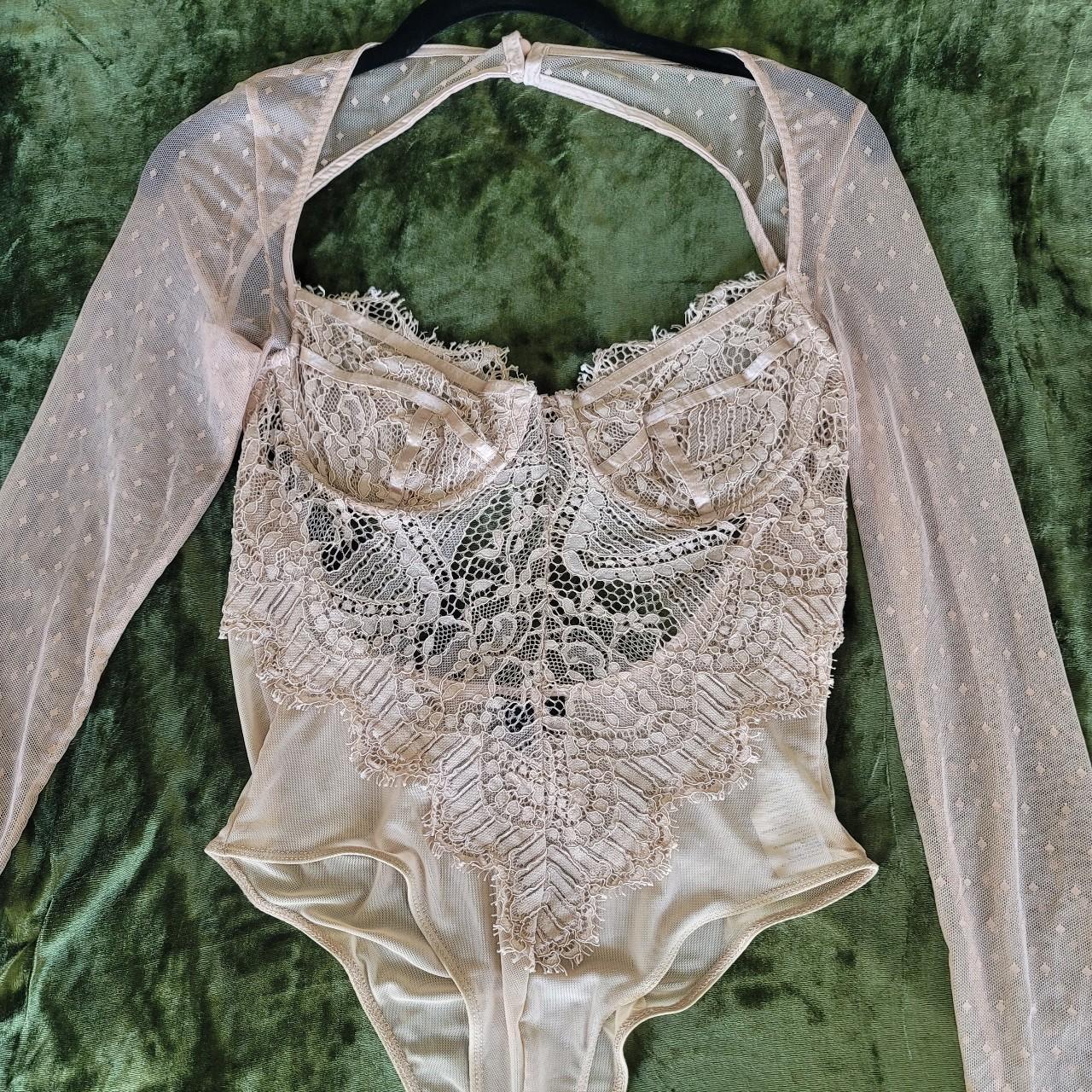 FARRAH Lace Bodysuit in Nude Bardot Brand - from... - Depop