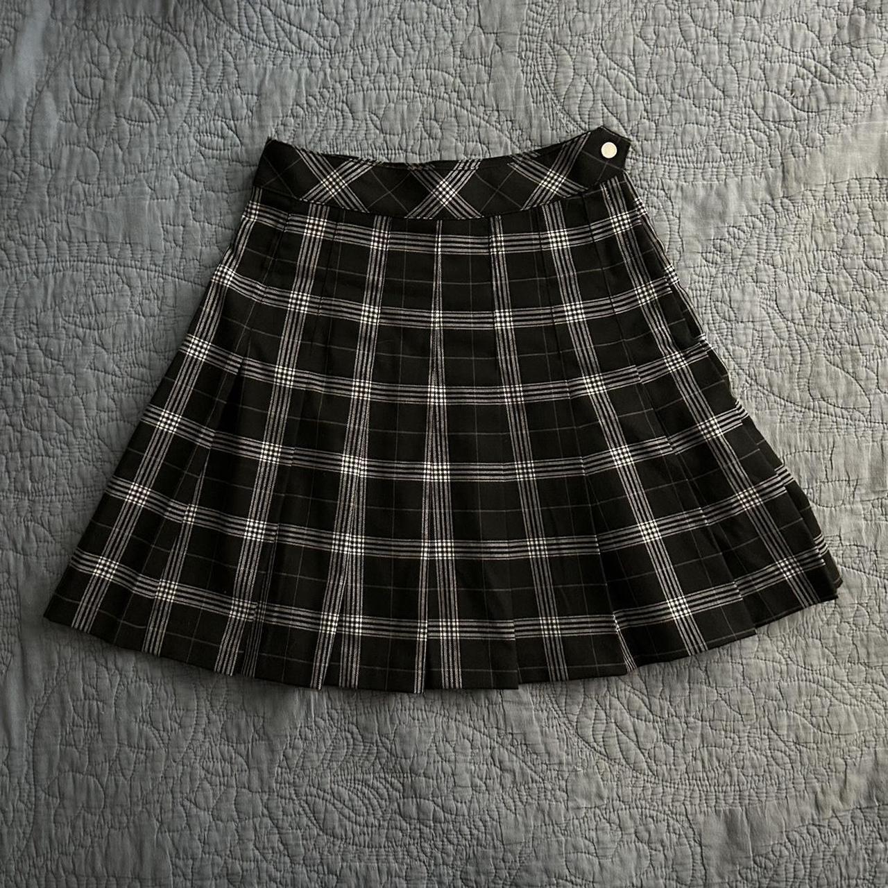 Black and white tartan tennis skirt best sale