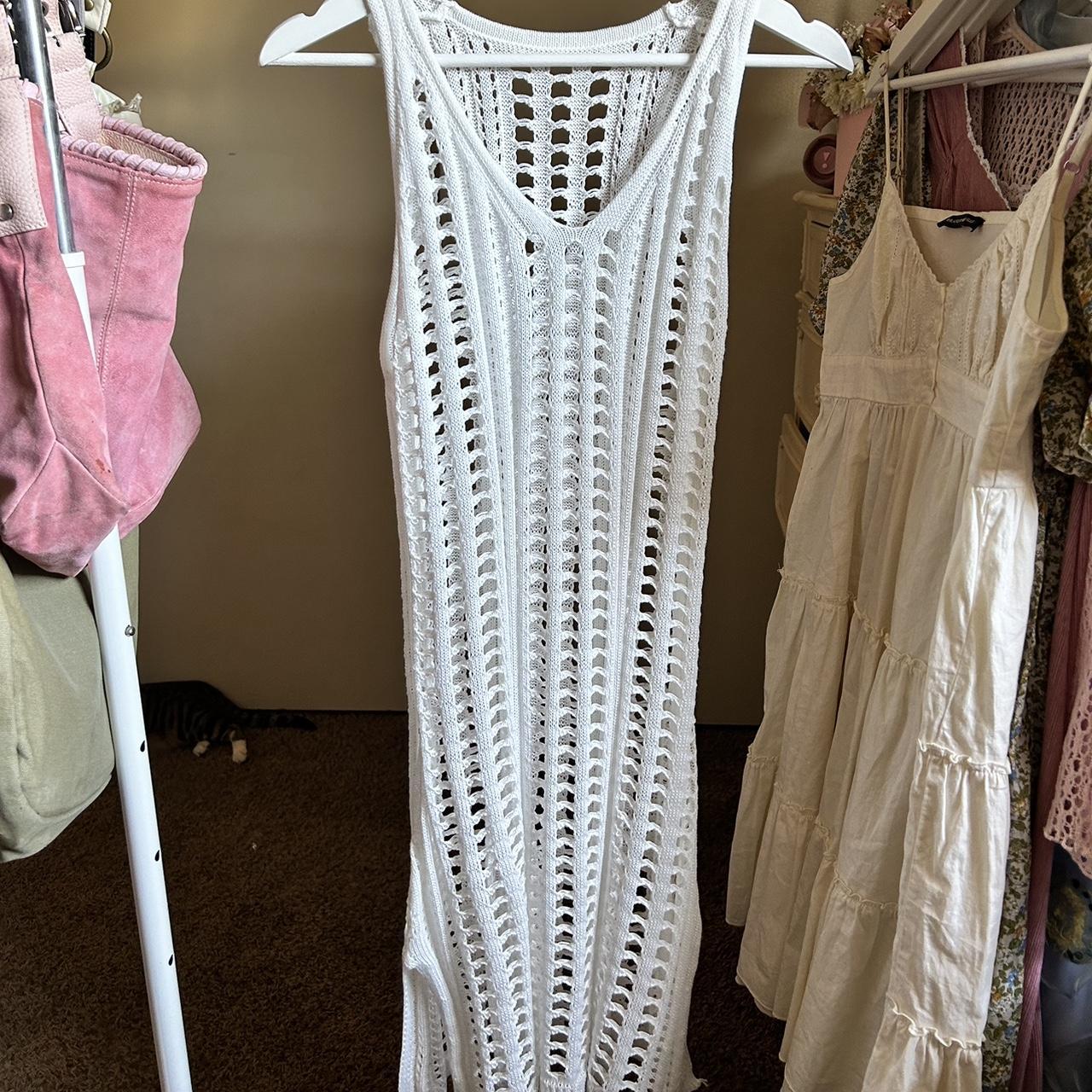 White crochet midi dress with a boho vibe #boho Depop