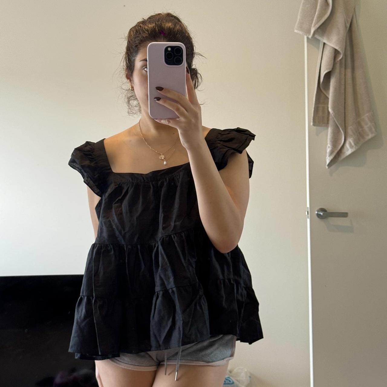 Black tiered top from Atmos and Here, brand new with... Depop