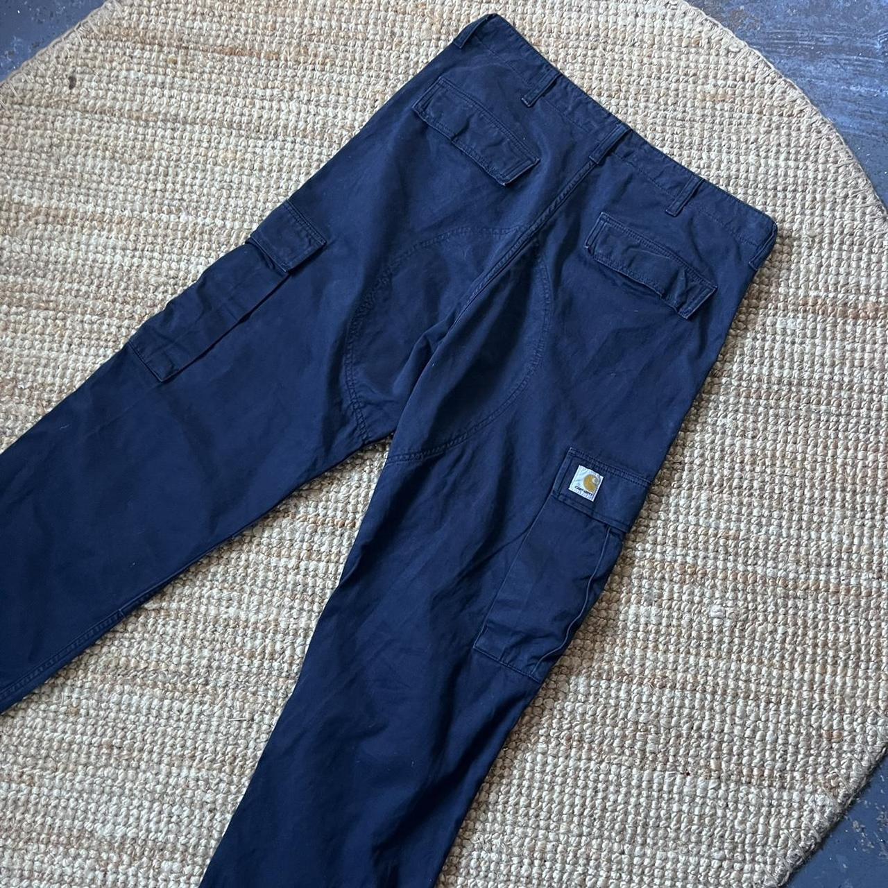 Carhartt WIP Men's Navy Trousers | Depop