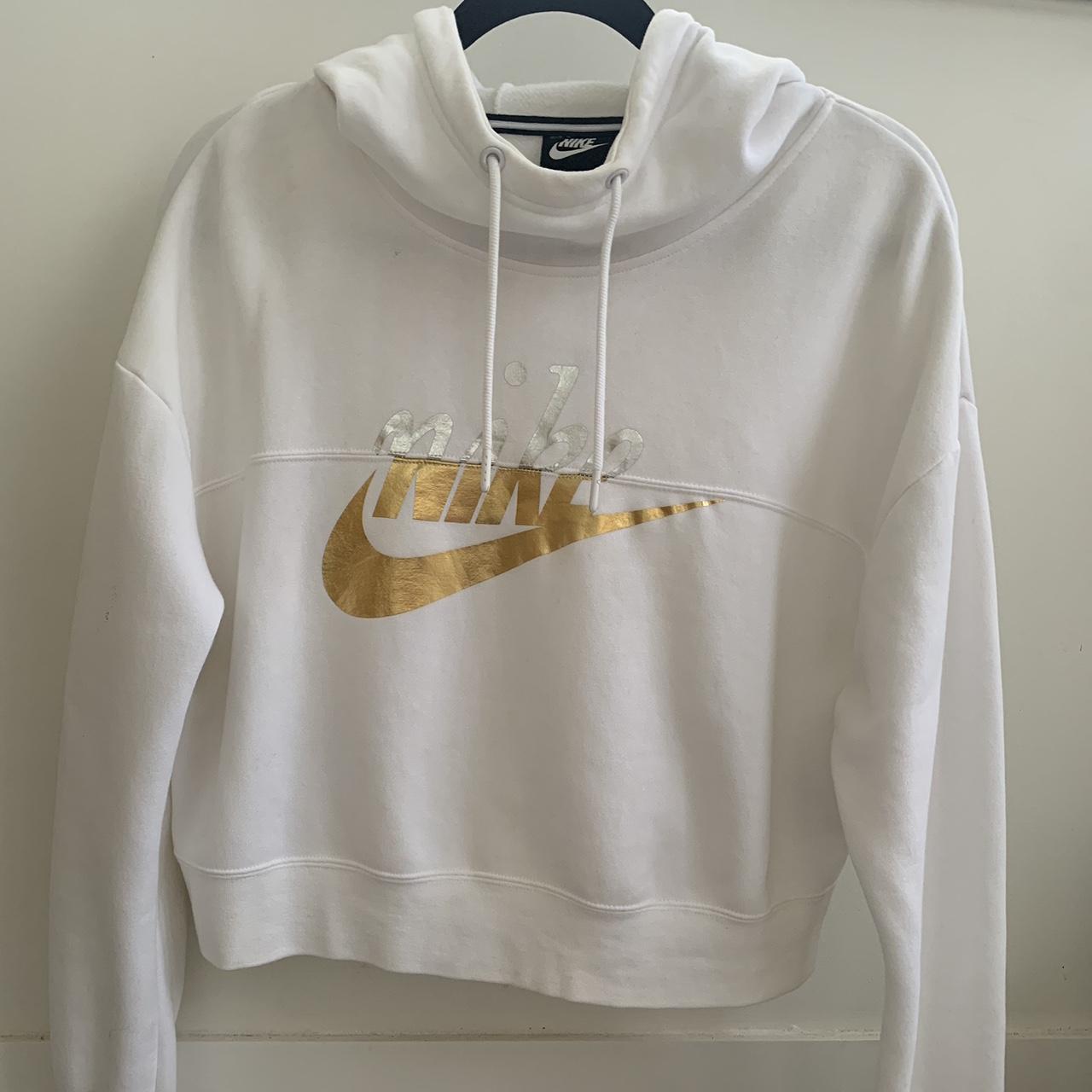 Nike Metallic Logo Rally Cropped Hoodie Sweatshirt. Depop