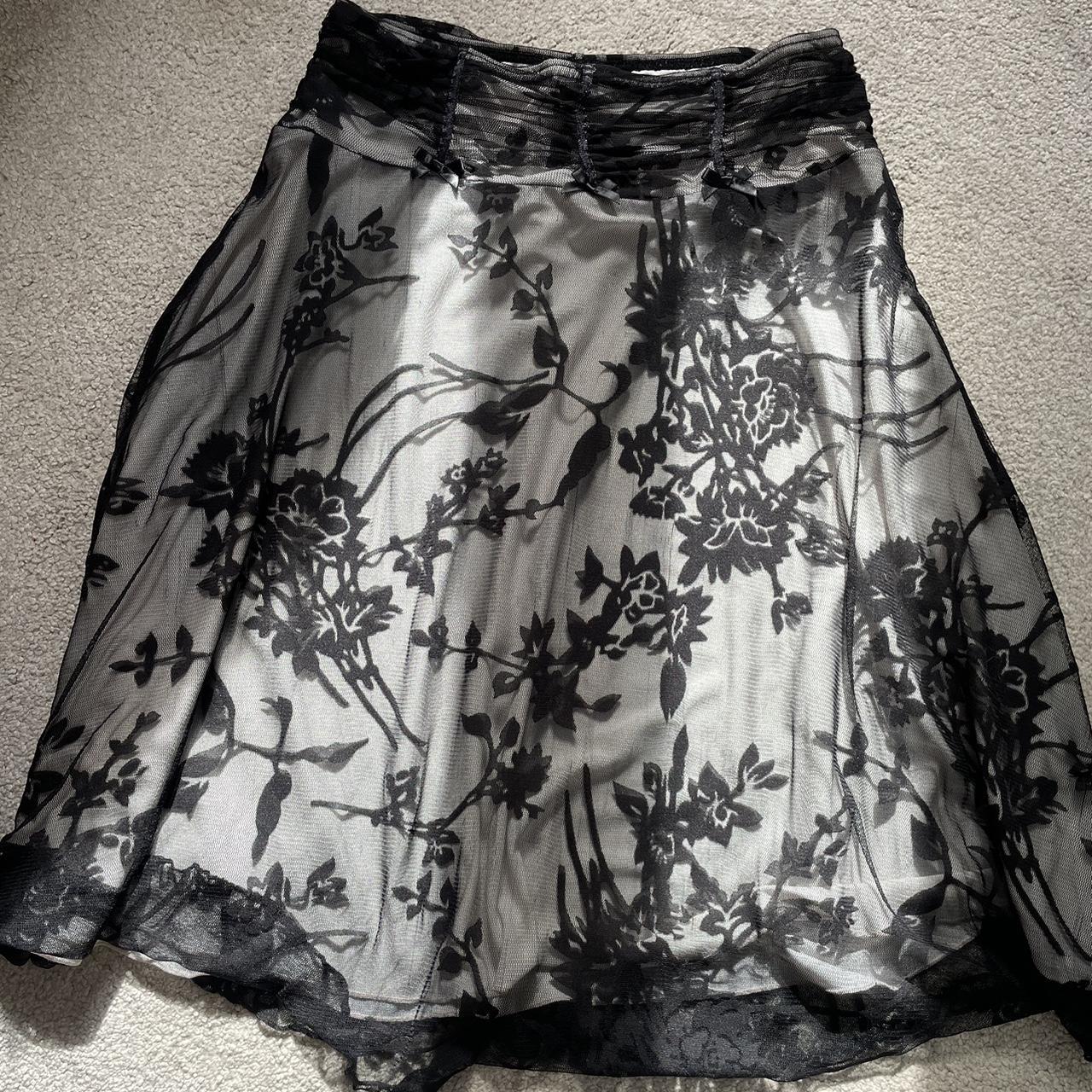 VINTAGE LIKE NEW ETAM LACE & DEVORE SKIRT 🖤 Size UK... - Depop