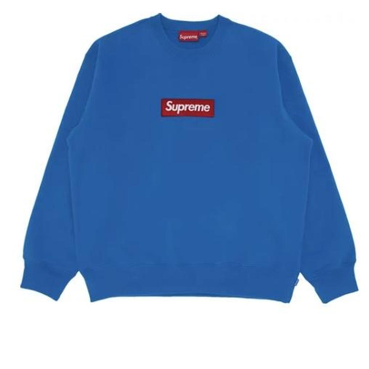 supreme fw 2022 blue box logo crewneck size Large... Depop