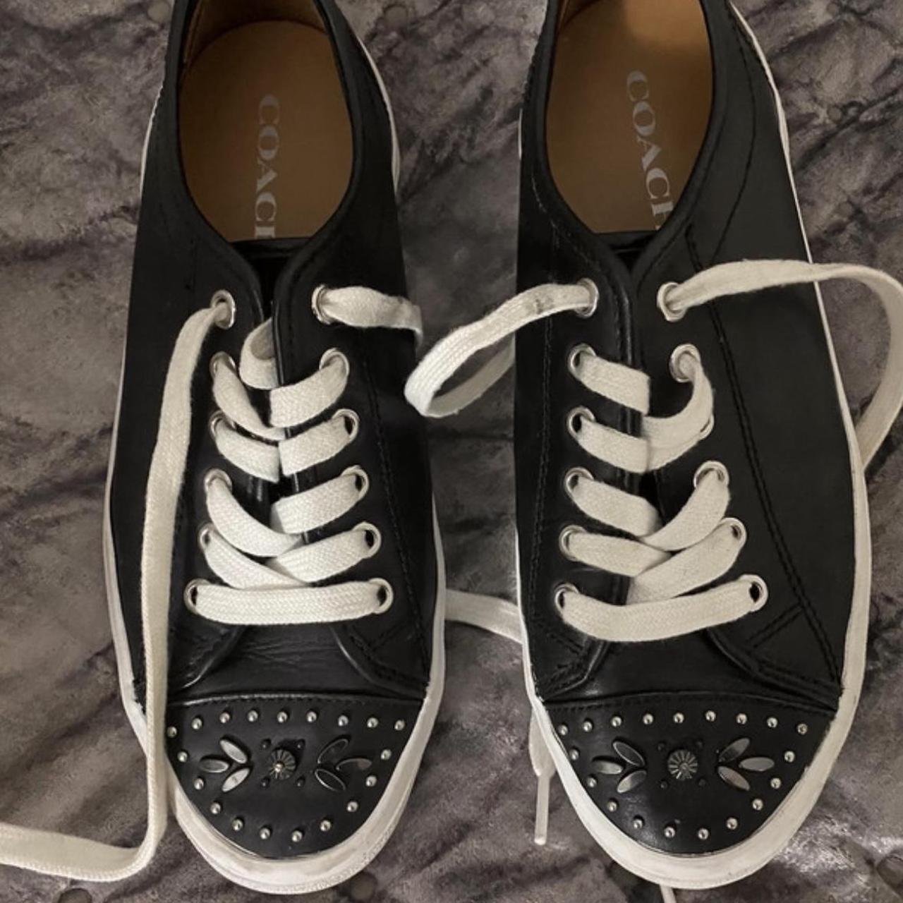 Coach trainers black and white size Depop