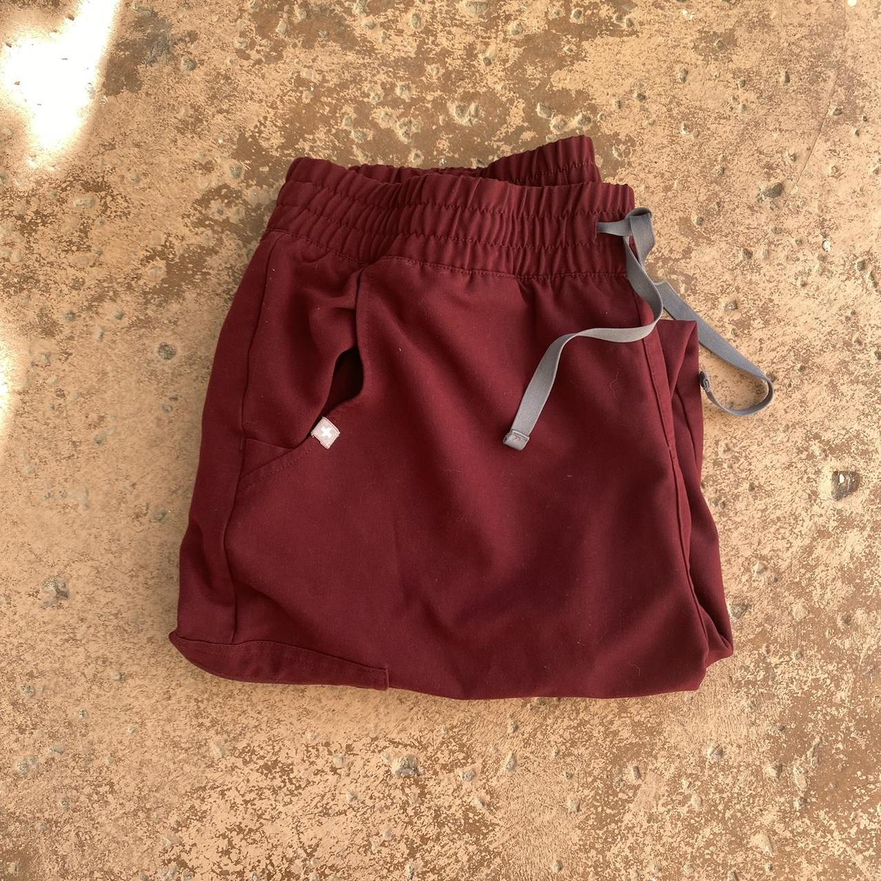 FIGS High Waisted Zamora Joggers in Burgundy with... Depop