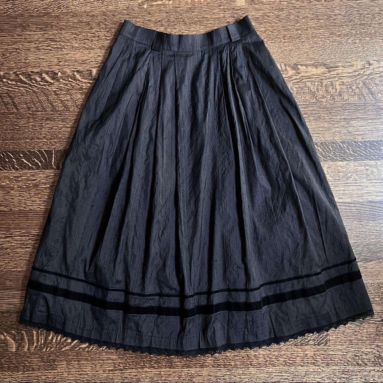 German Silk Skirt, Gothic Folk Style Fit and Flare... - Depop