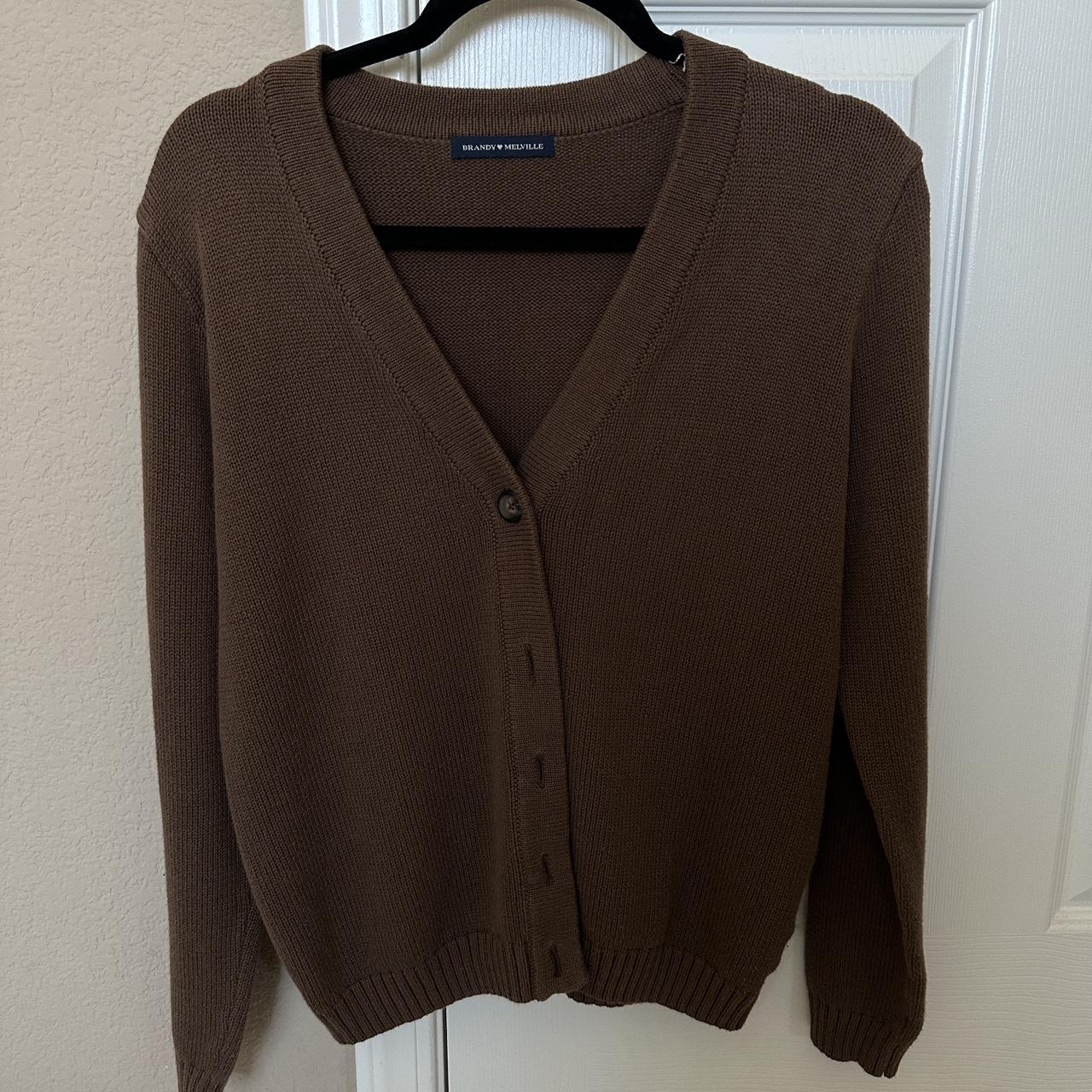 brandy melville brown cardigan. perfect condition... - Depop