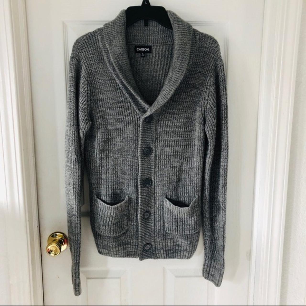 CARBON grey knit cardigan sweater size small, #Knit