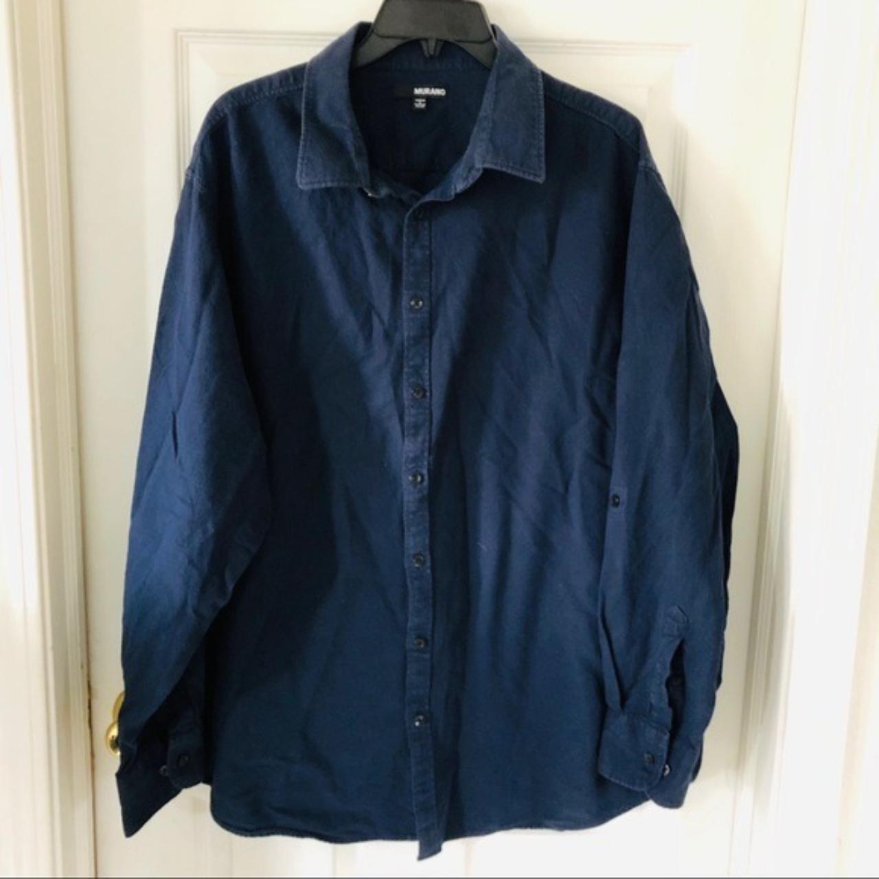 MURANO navy blue button up shirt size 2XB #Cotton... - Depop