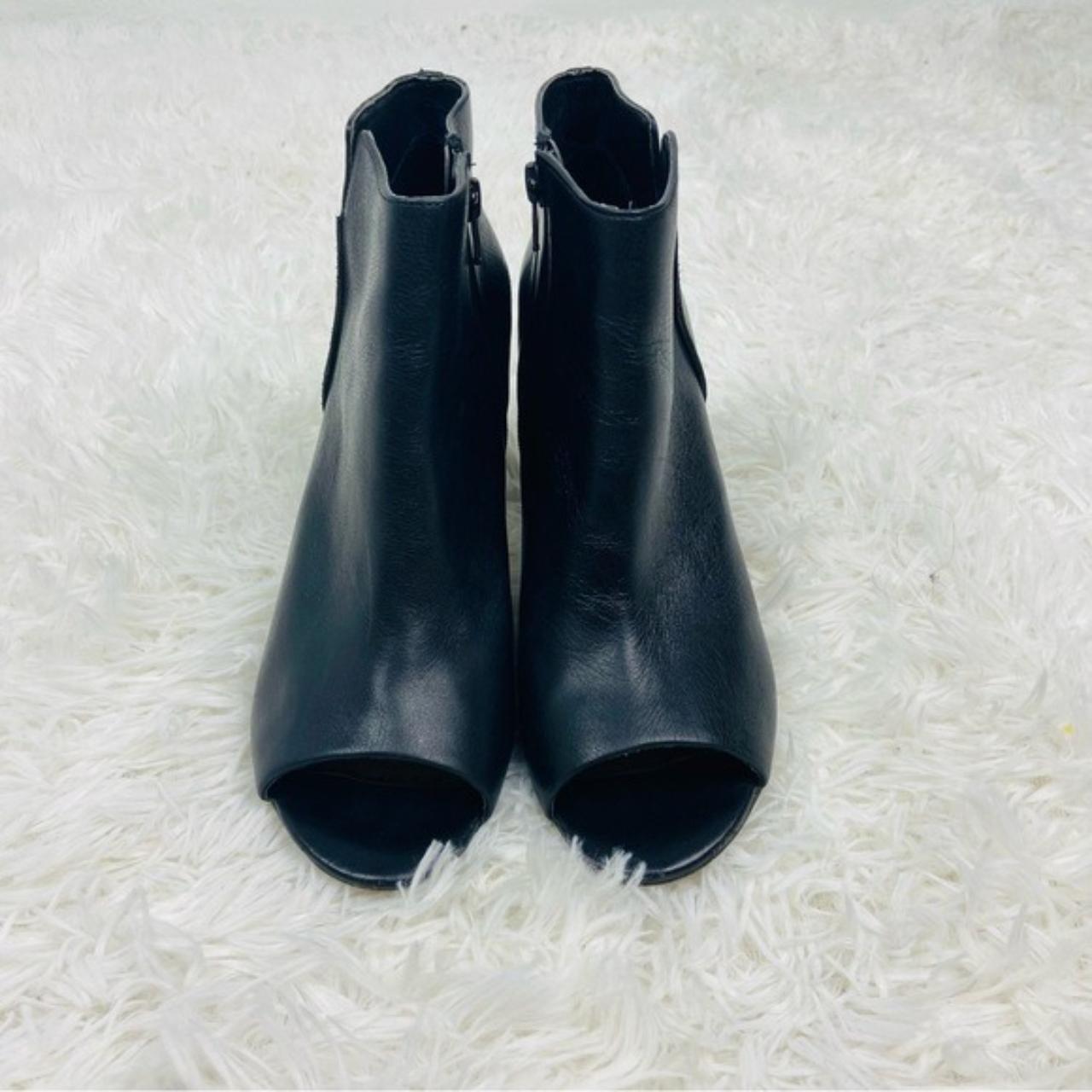 ALDO black leather ankle open toe booties size... - Depop