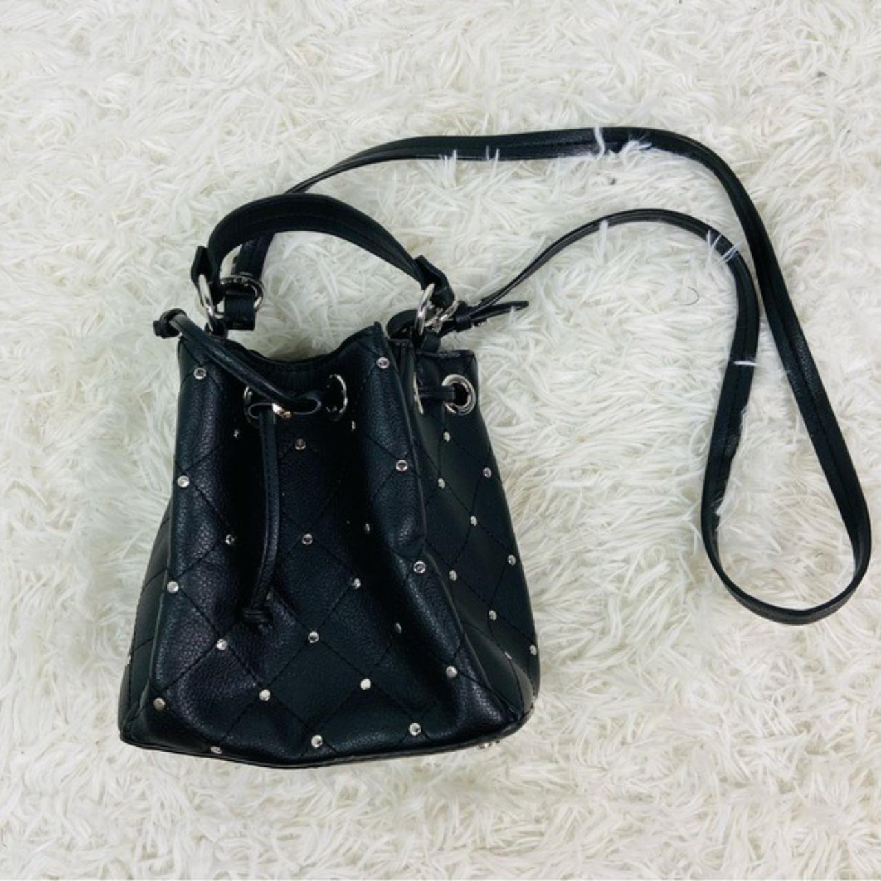 ZARA faux leather silver studded cross body draw... - Depop