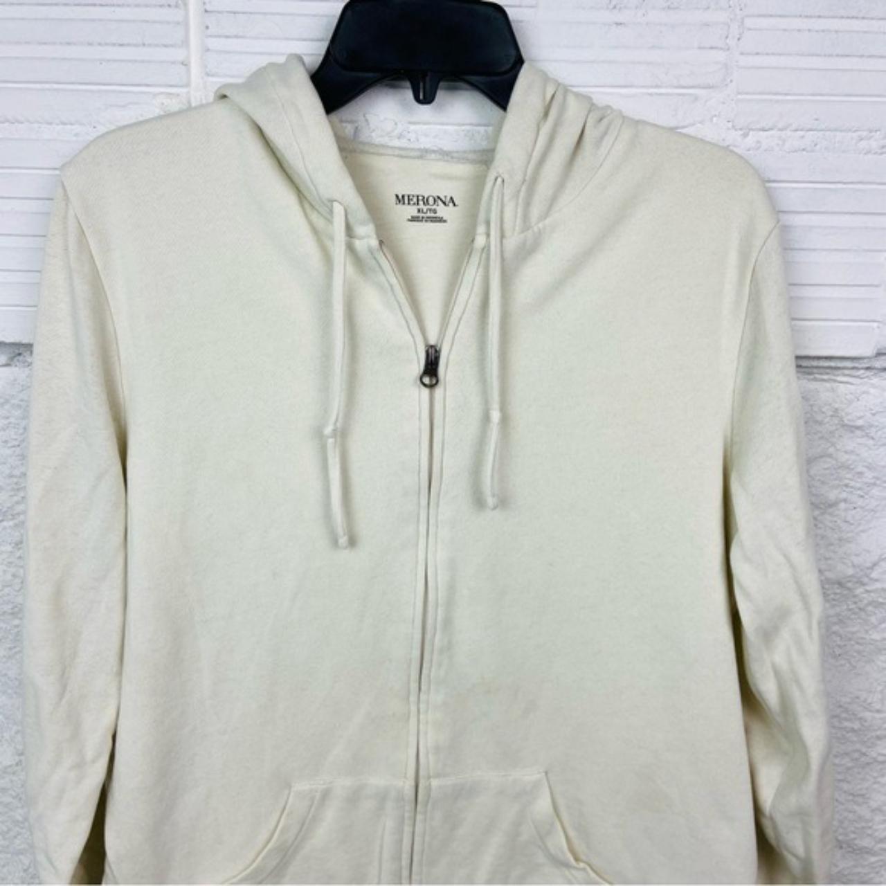 MERONA cream full zip cotton hoodie comfy sweater