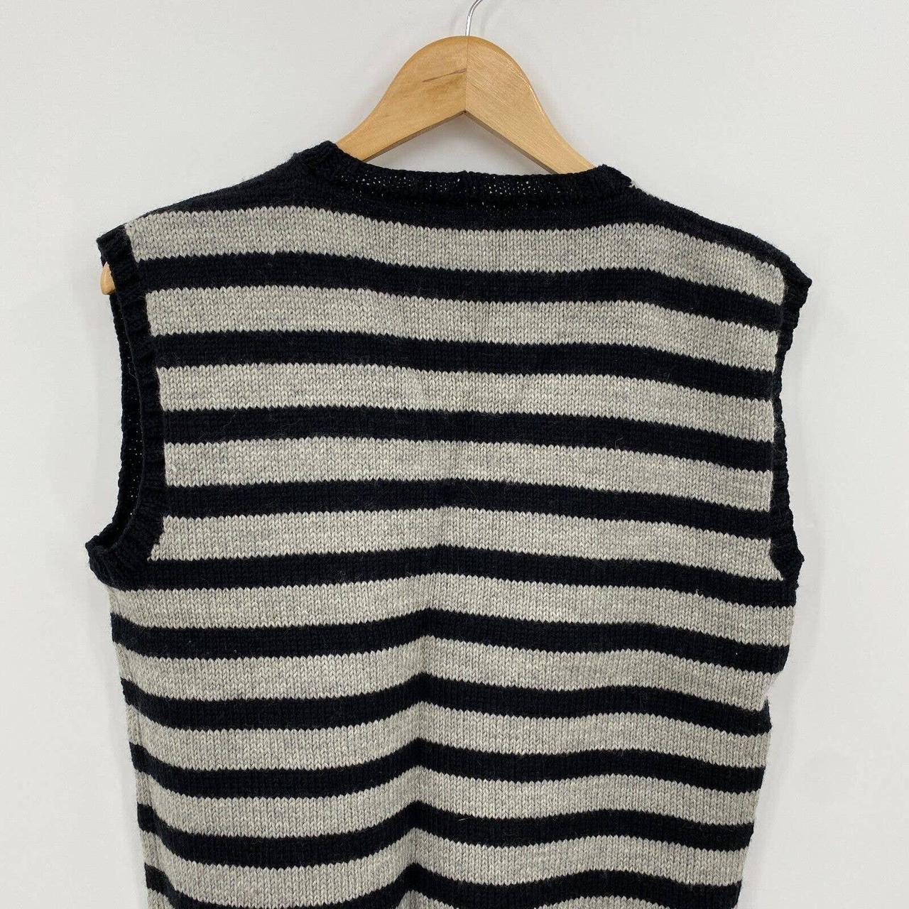 Vintage Sweater Vest Womens Medium Black Striped... Depop
