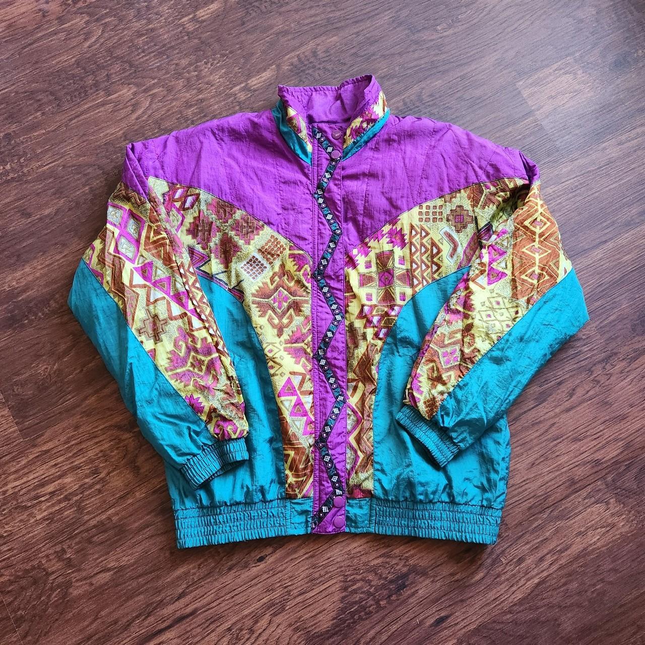 80s Style Vintage Lavon Zip Up Bomber Jacket... Depop