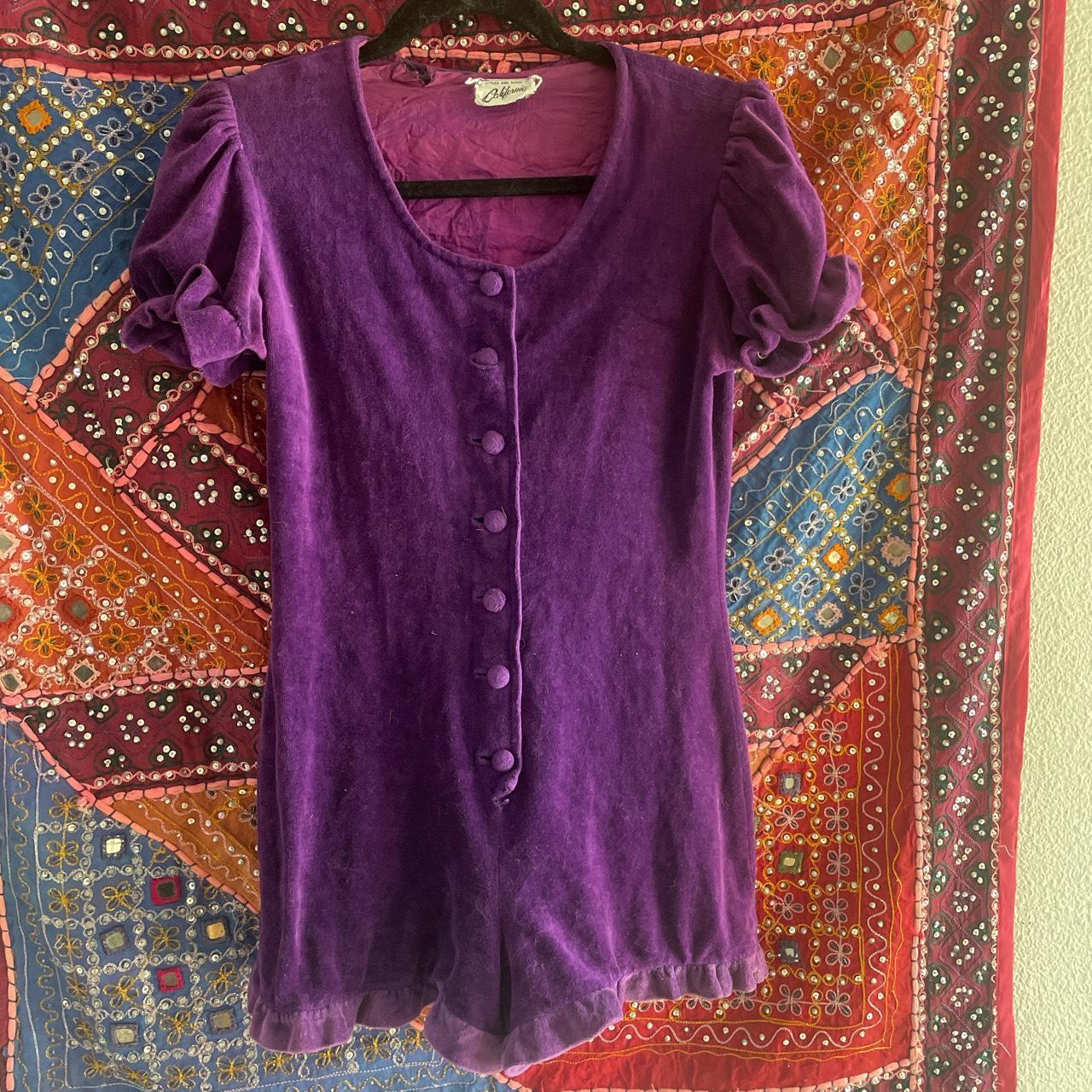 Incredible Vintage purple velvet romper. Super cute,... - Depop