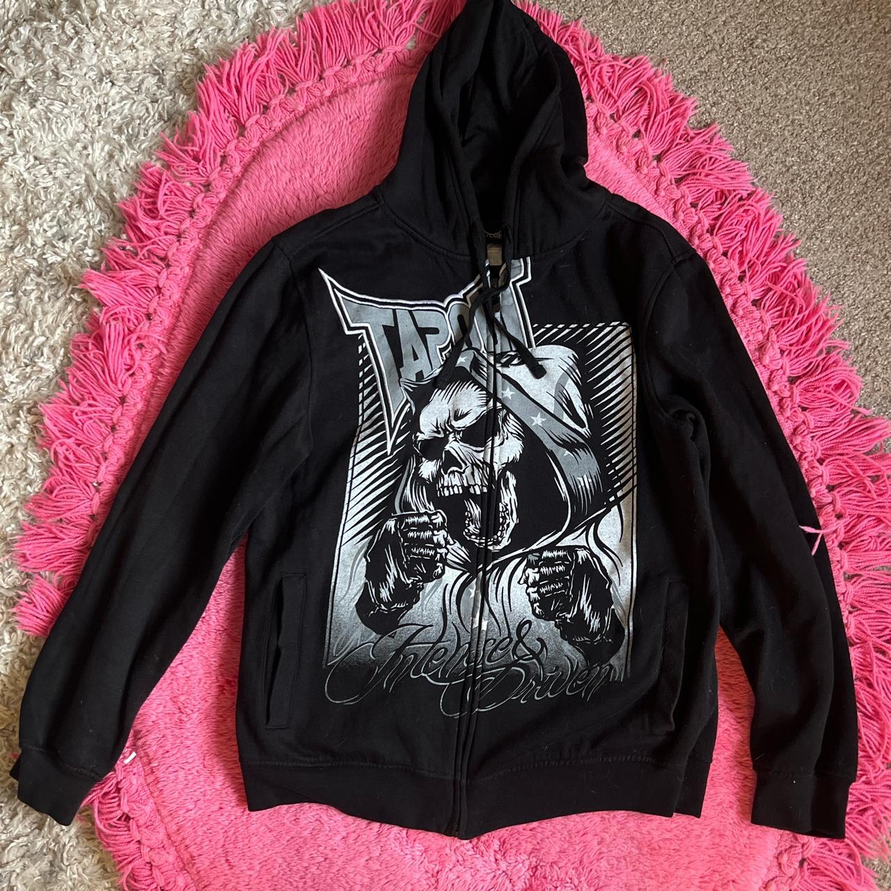 Y2K tap out zip up hoodie, black, grim reaper - Depop