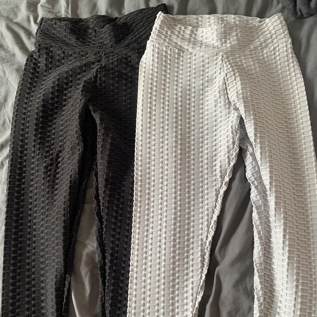 Black and grey scrunch leggings worn maybe twice in... - Depop