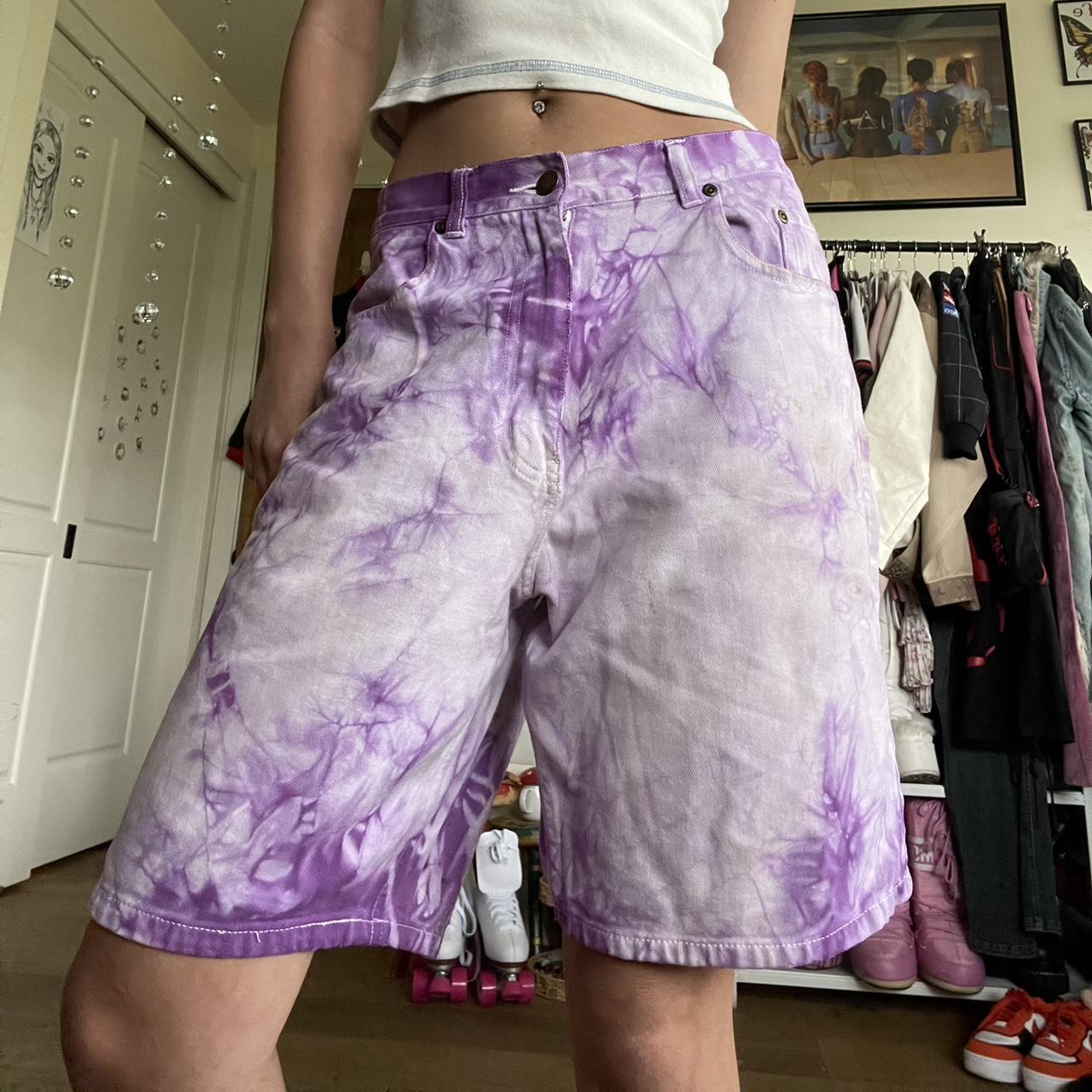 purple tie dye jorts 💜 so unique n cool🍼 been... - Depop