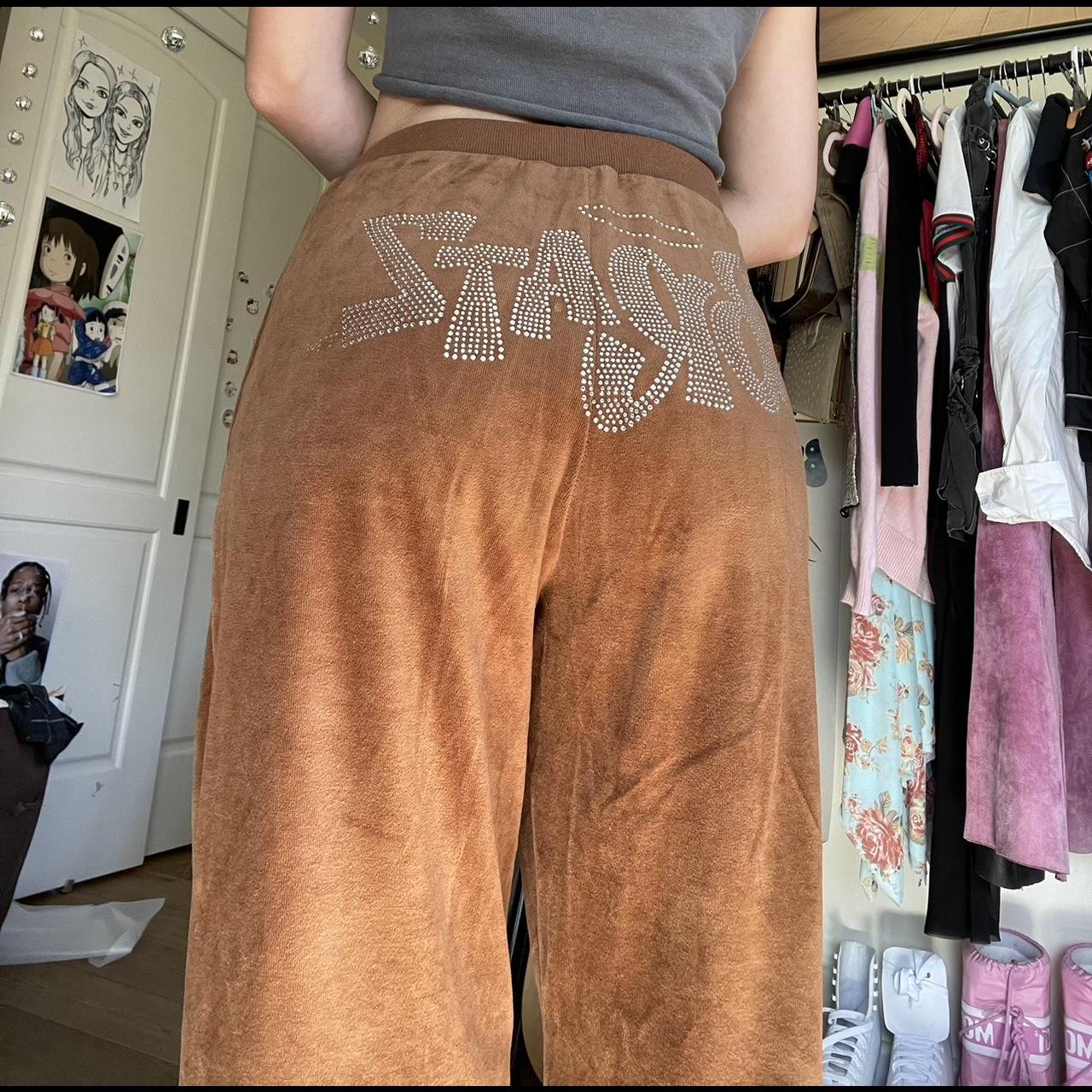 brown velour bratz sweatpants🧸 flared and low rise - Depop