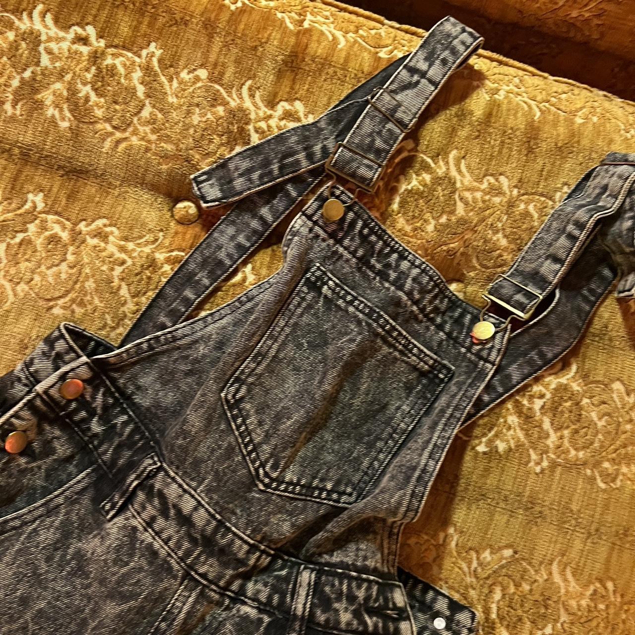 Fitted acid wash black overalls size xs Almost new... - Depop