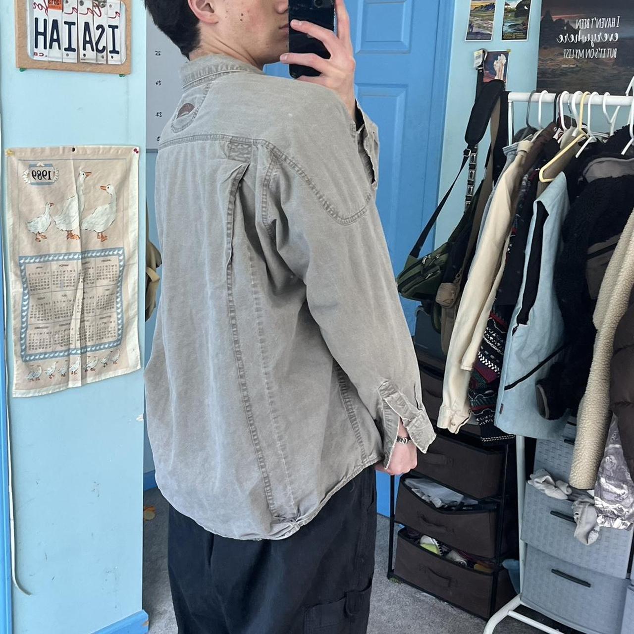 Men's Brown and Grey Shirt Depop