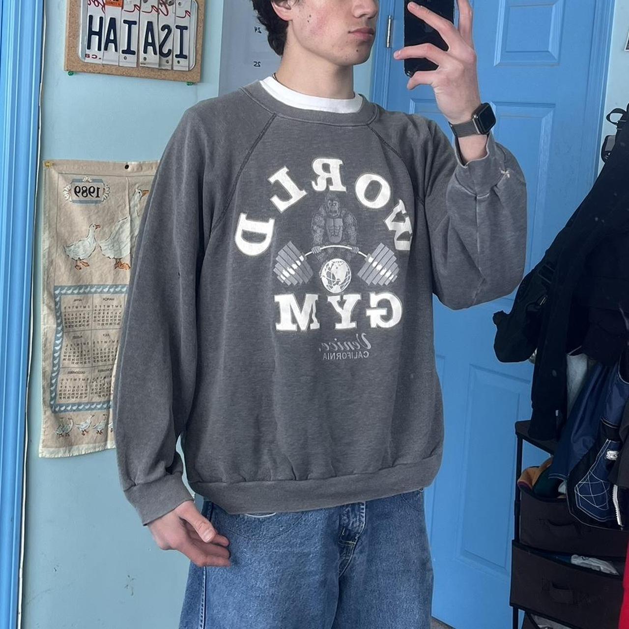 Men's Grey and White Sweatshirt | Depop