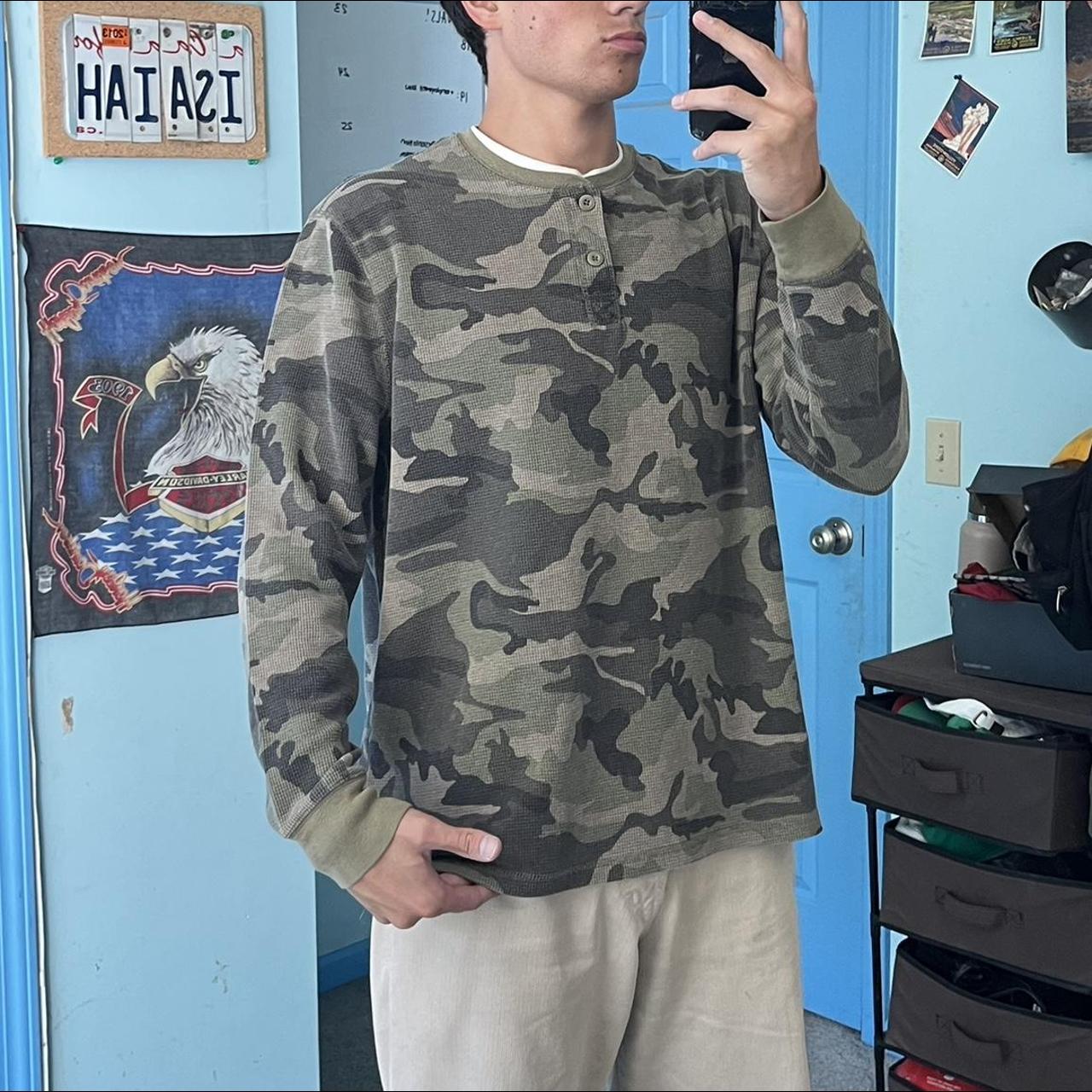 Y2K Camo Thermal Long Sleeve Faded Glory XXL (6’1)... Depop