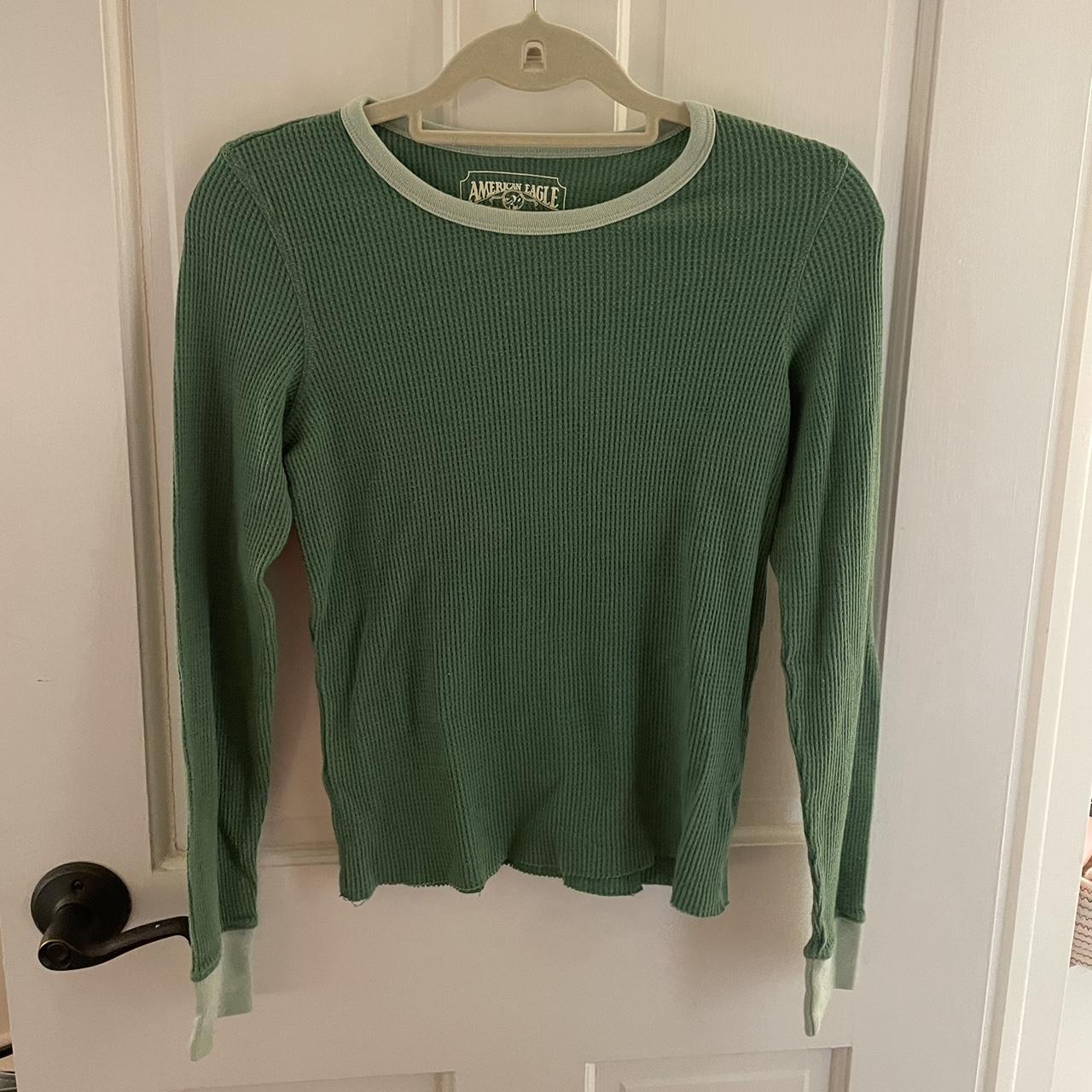 American Eagle Women's Green and Khaki Shirt | Depop