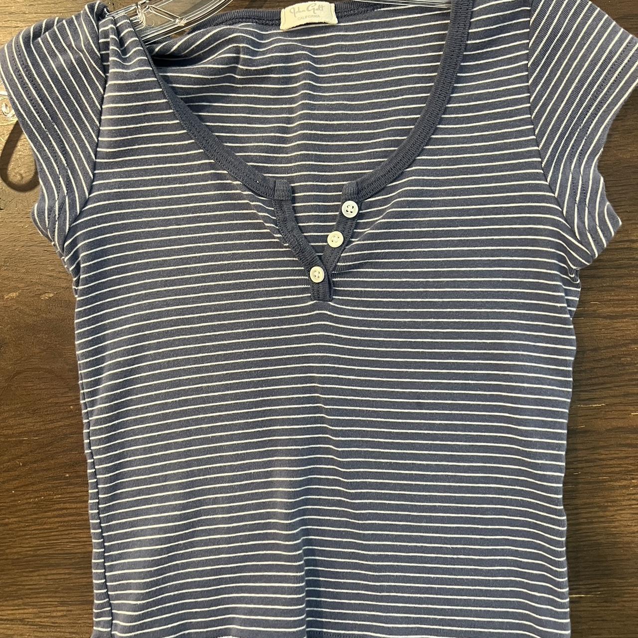 Brandy Melville Striped Zelly top in blue and... Depop
