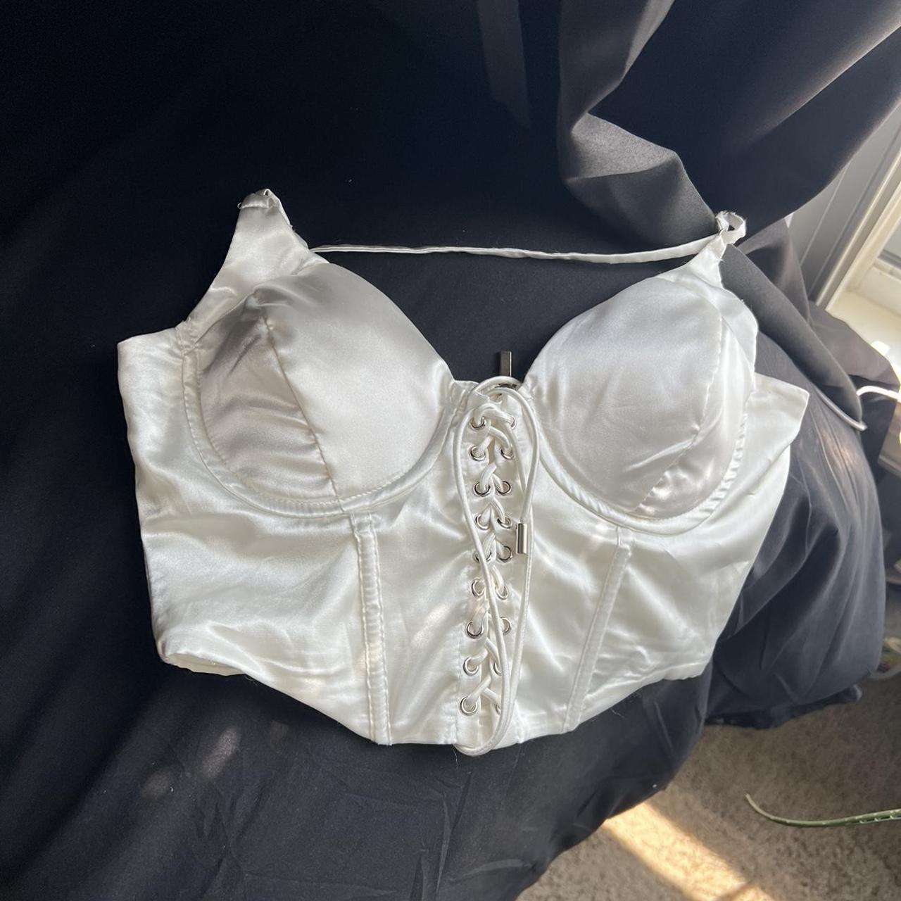 Satin White Corset Top Bra Cup Size Would Fit B-c - Depop