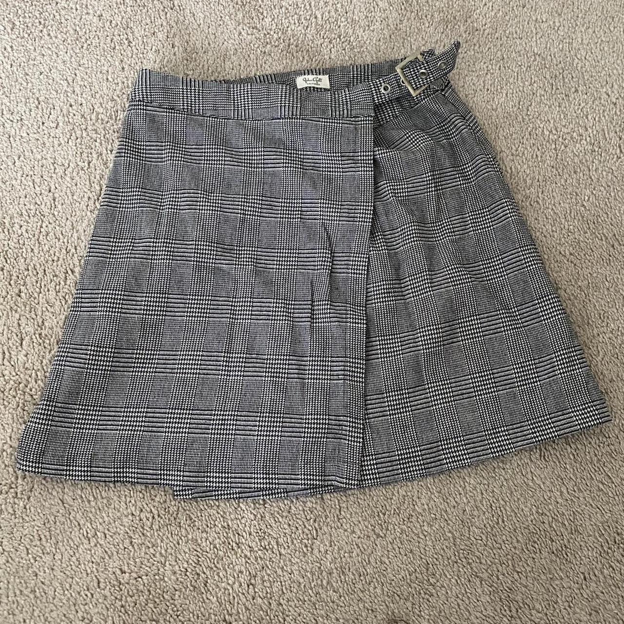 Grey plaid wrap mini skirt best sale