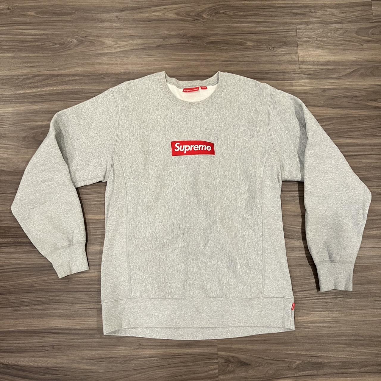 Box logo hotsell crewneck ash grey