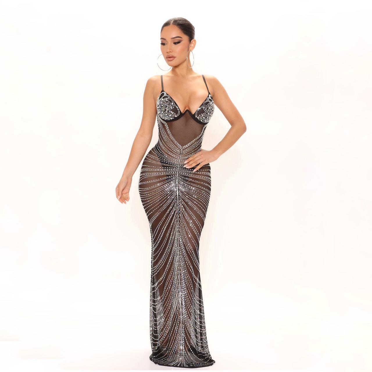 Fashion Nova Caught Ur Attention Embellished Maxi