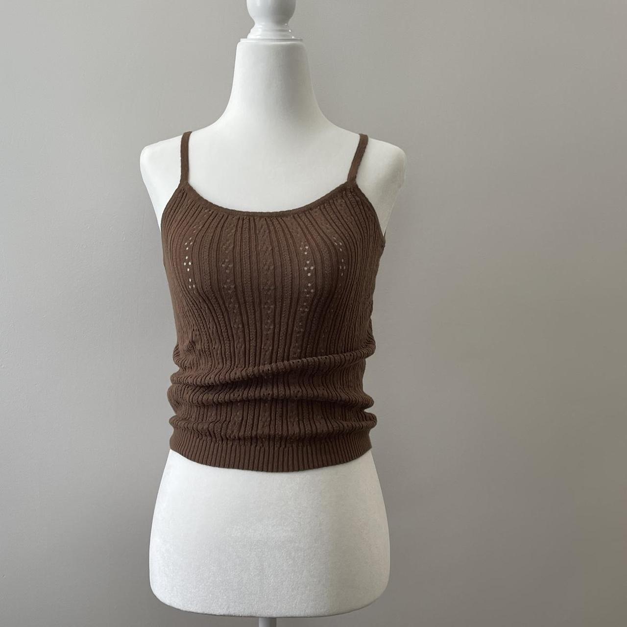 Brandy Melville brown knit cami 💐 fits like a S/M... Depop
