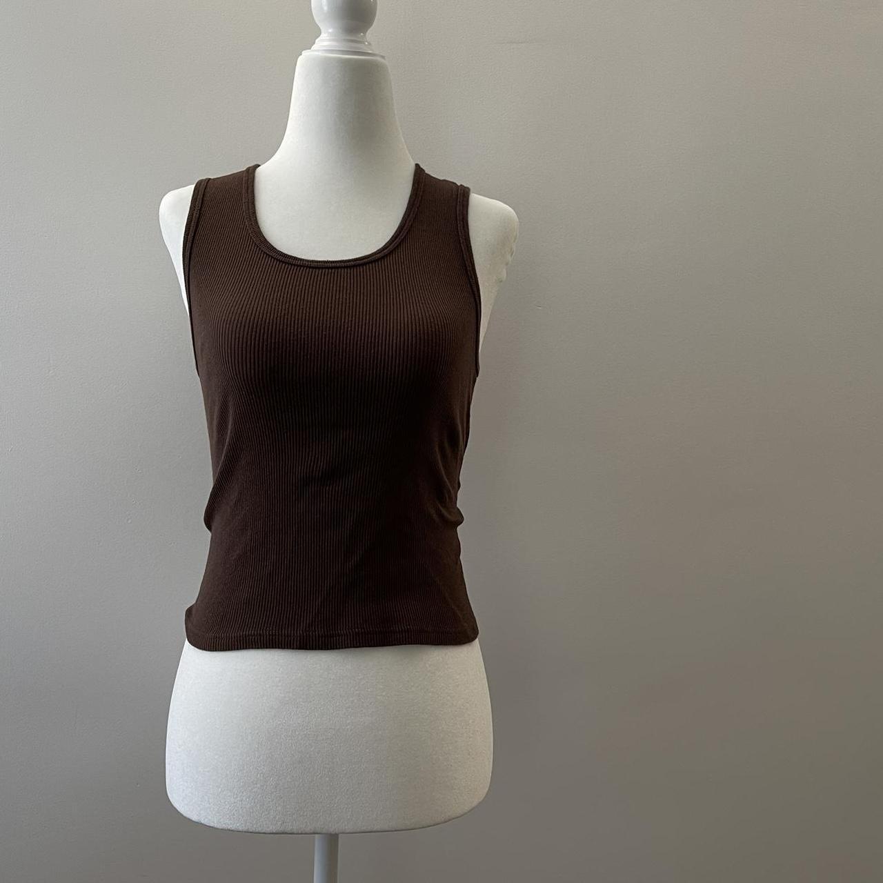 Brandy Melville brown ribbed tank 💐 fits like a S/M... Depop