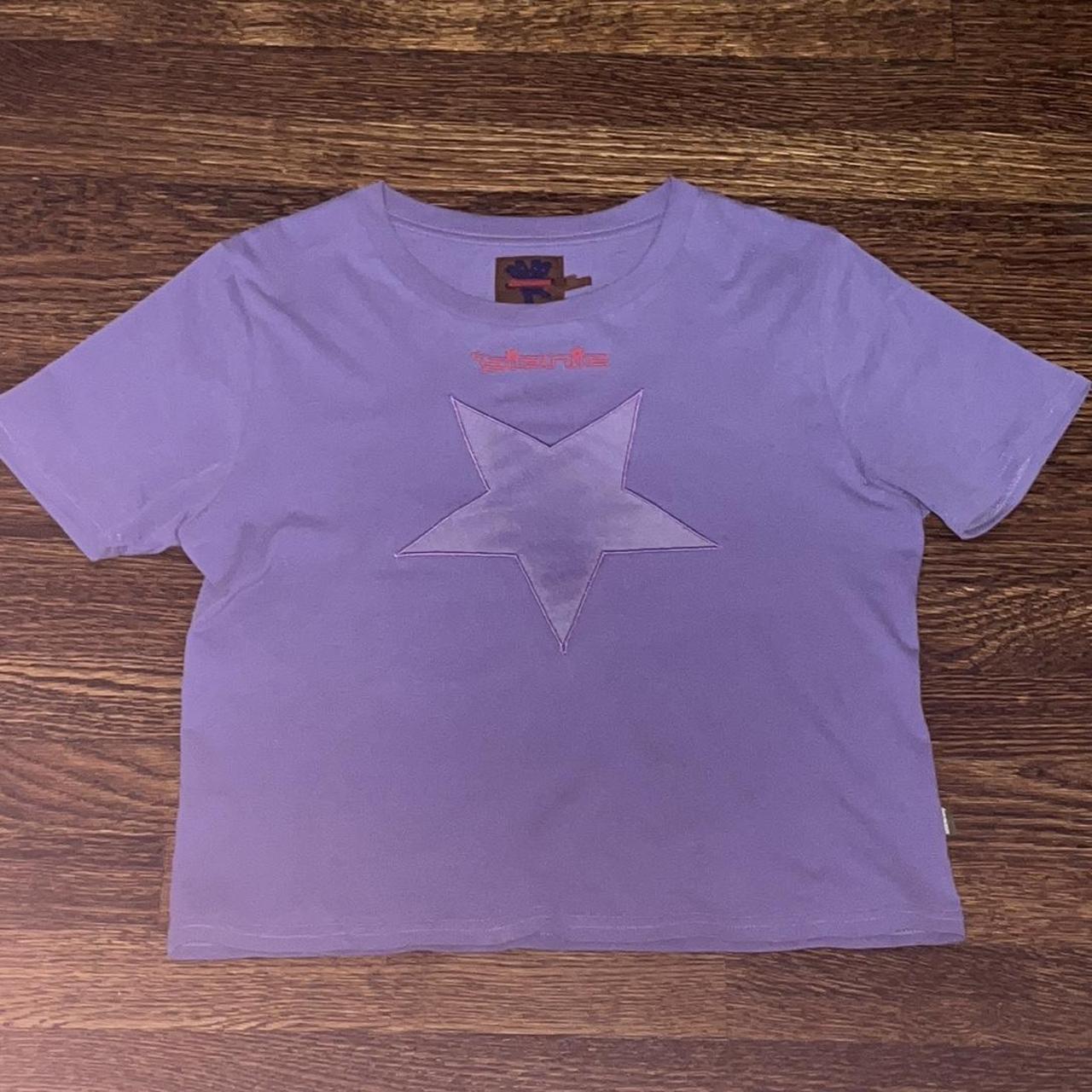 heaven by marc jacobs purple mesh star baby tee in...