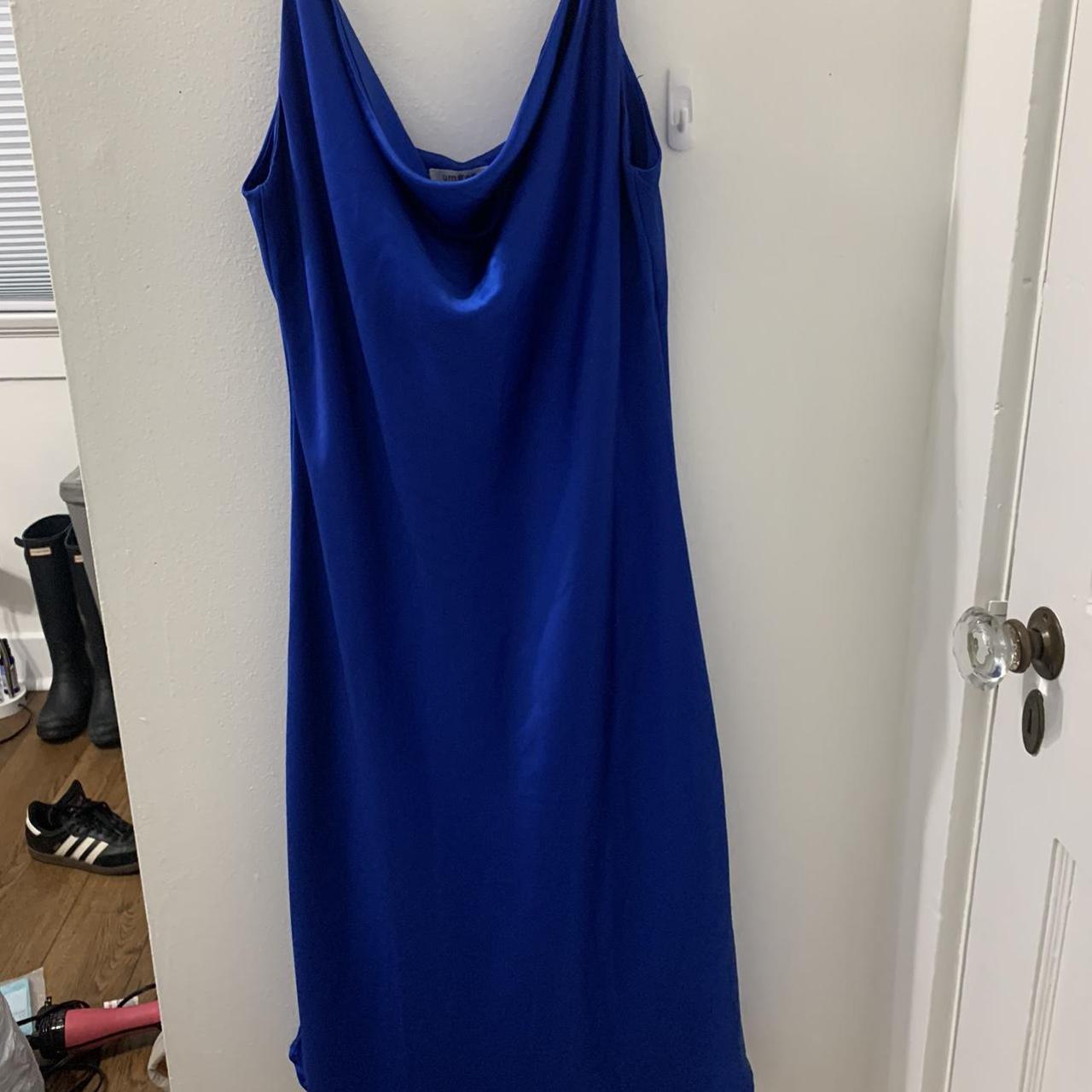 Gorgeous cobalt silk midi dress with cowl neckline.... - Depop