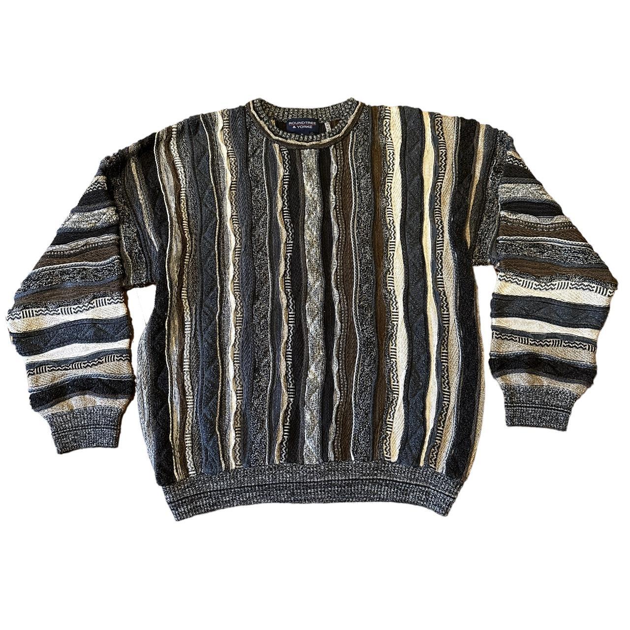 vintage 90’s chunky knit grandpa sweater! funky... - Depop